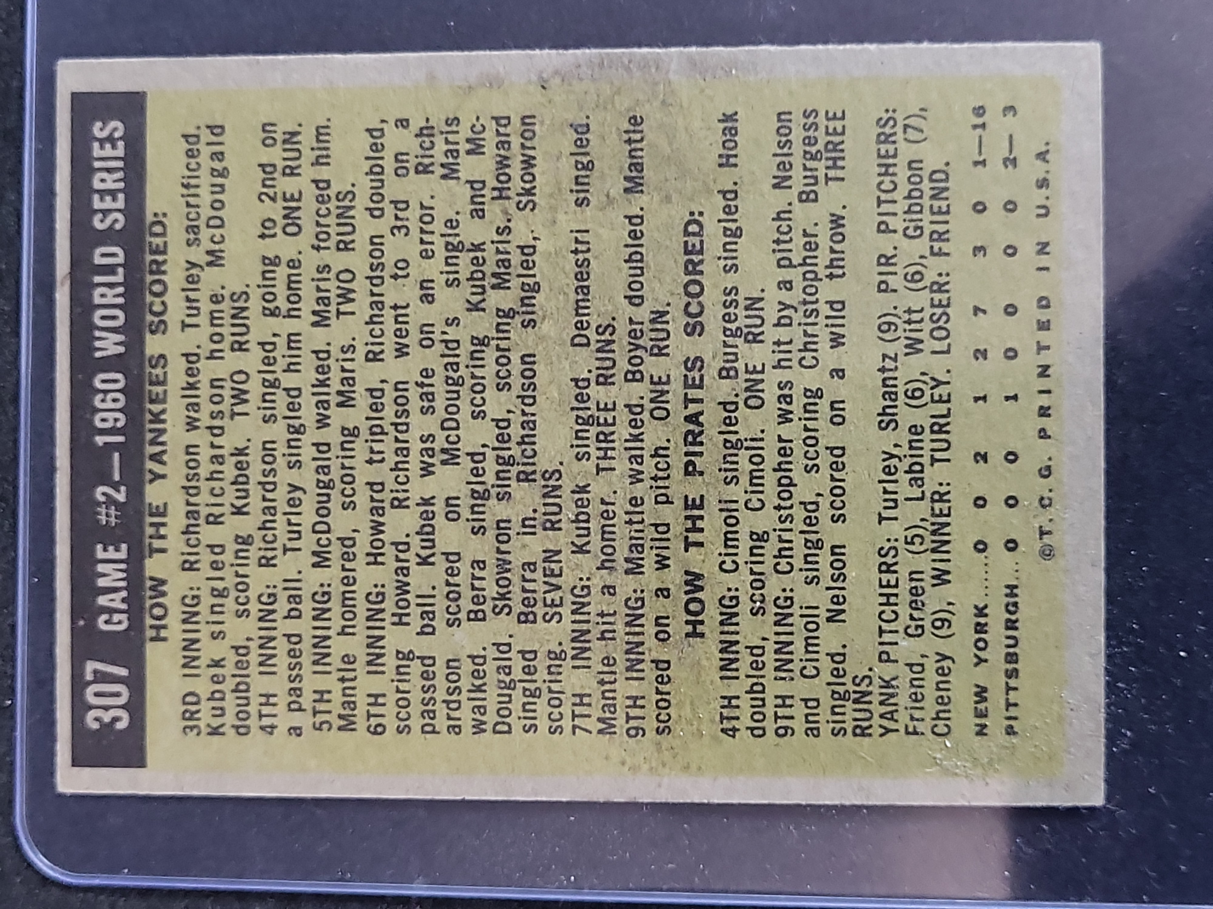 I03875 | 1961 Topps Mickey Mantle Baseball Card #307 World Series Game 2