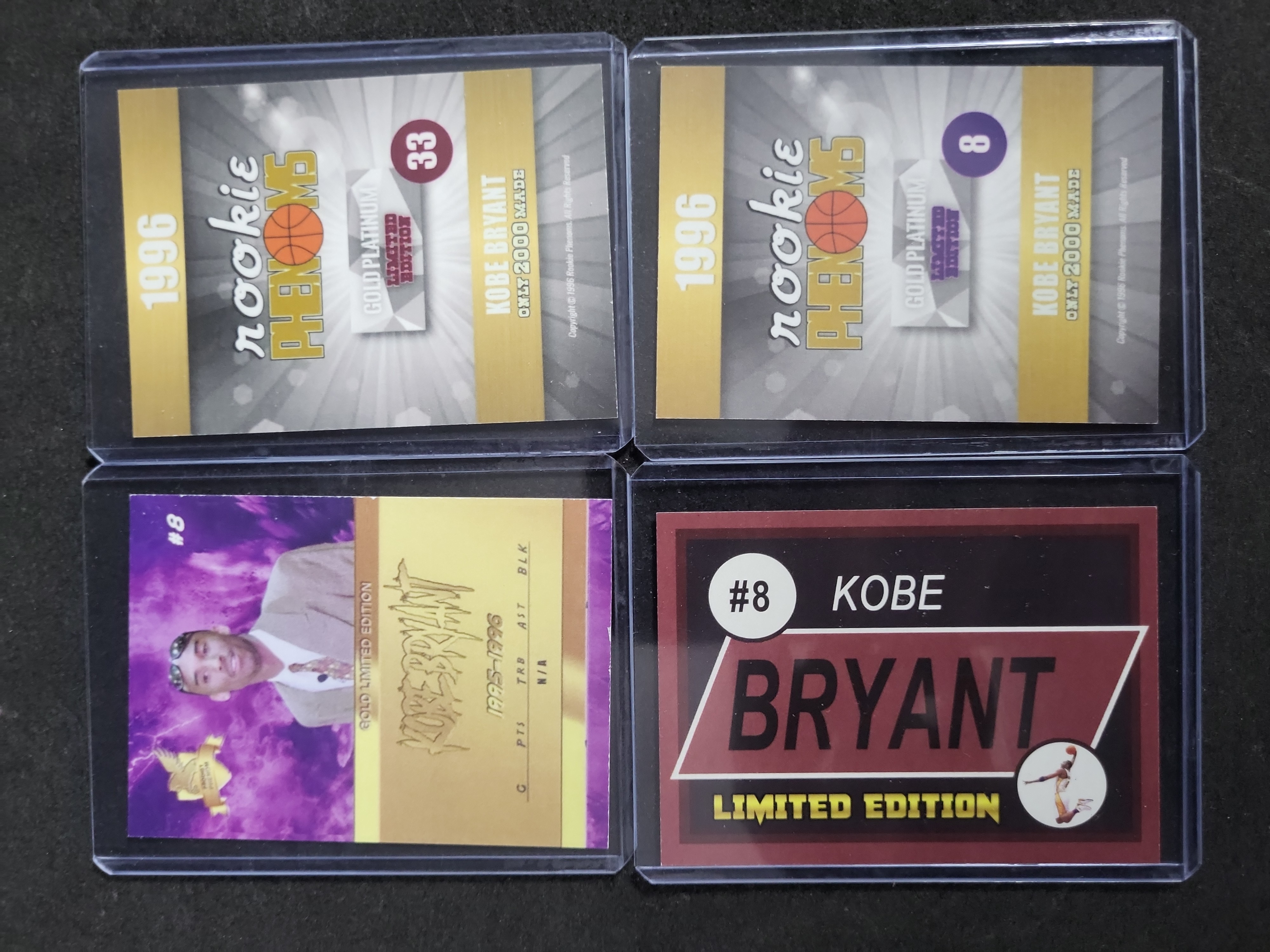I03281 | A Lot of Four 1996 Kobe Bryant Unlicensed Novelty Rookie Trading Cards