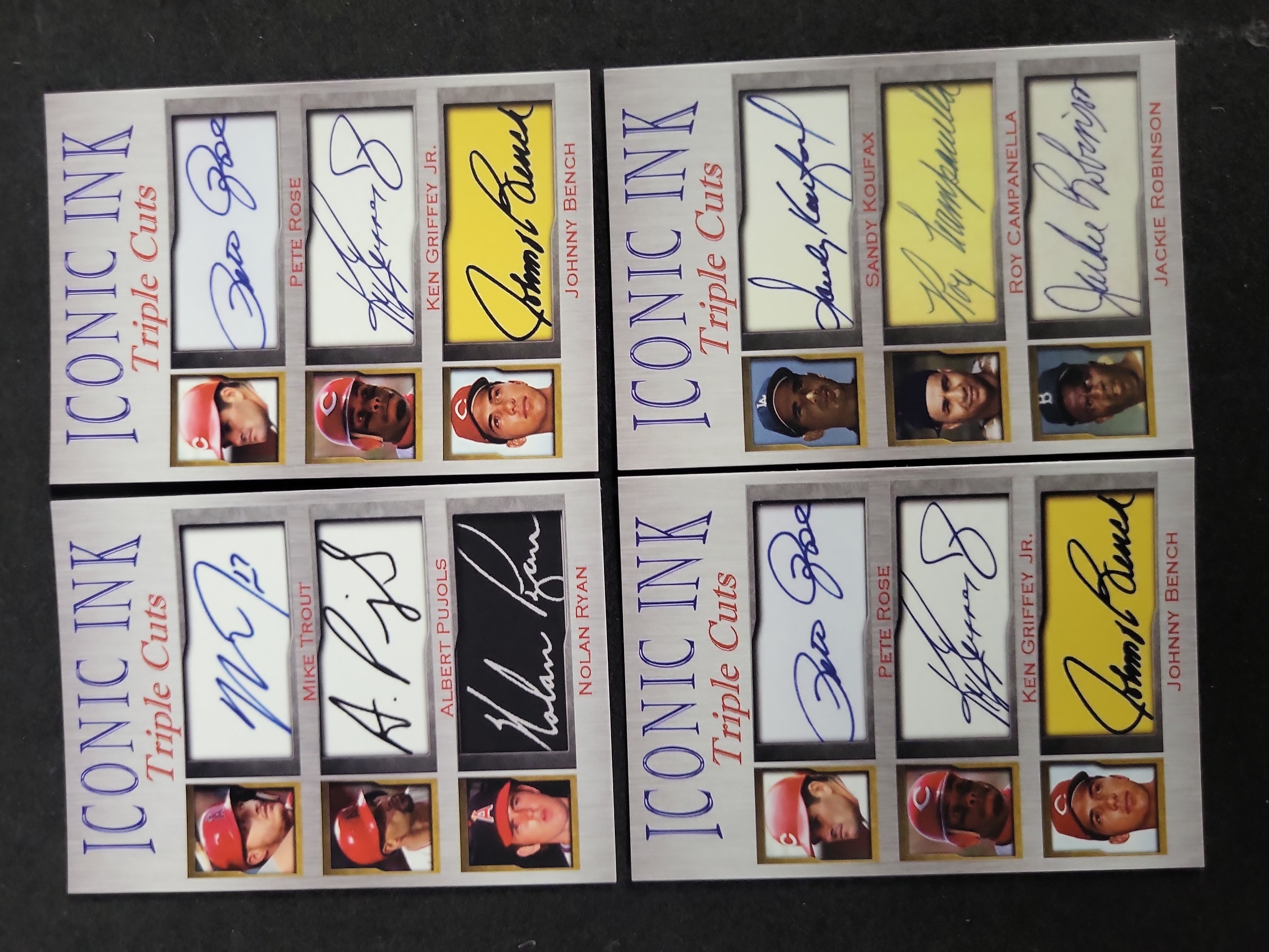 I03585 | Iconic Ink Triple Cuts Facsimile Autograph Baseball Cards, Qty 4