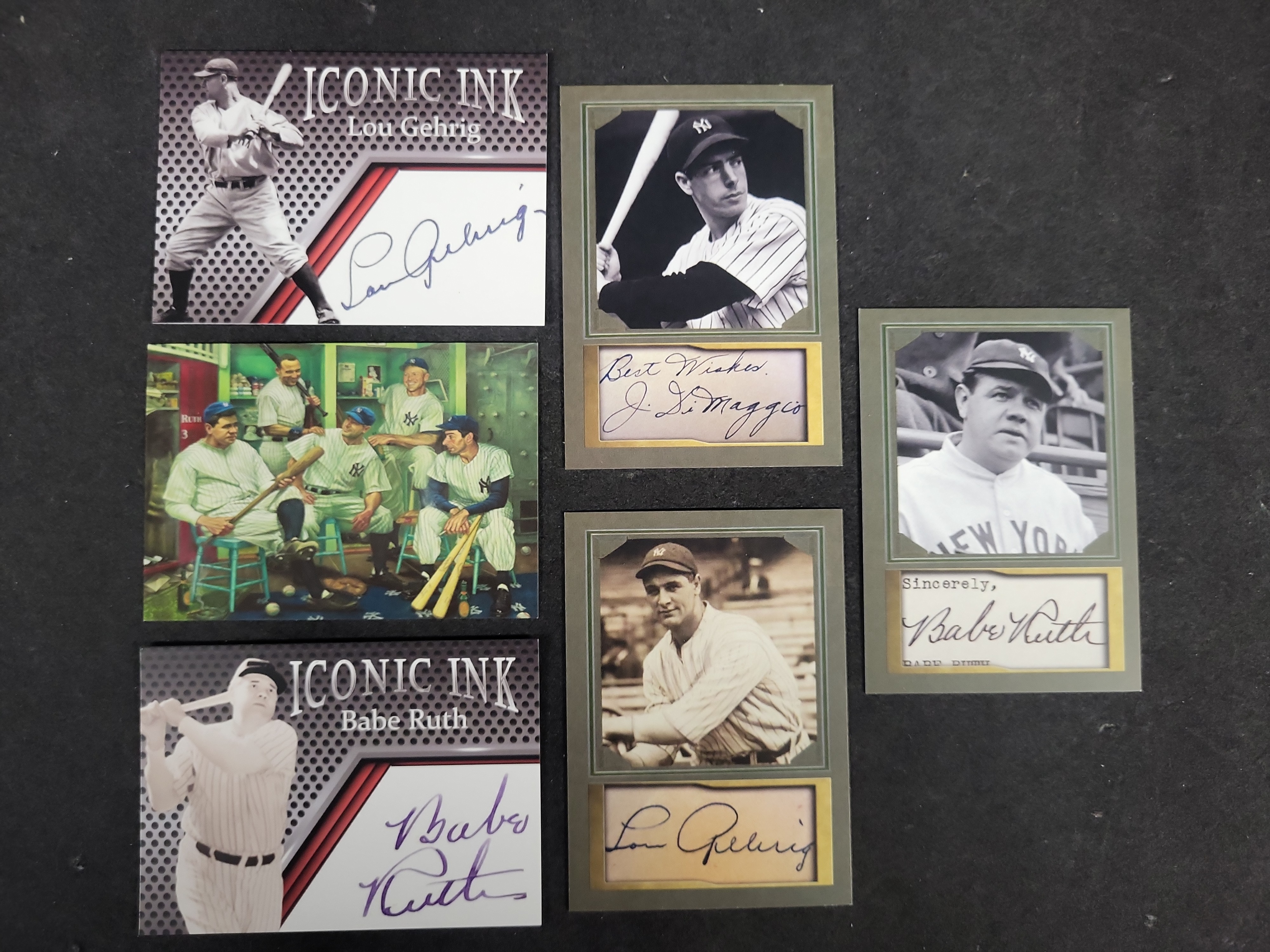 I03598 | A Collection of Six New York Yankees Facsimile Autograph Baseball Cards Including Iconic Ink and D. Gordon Series