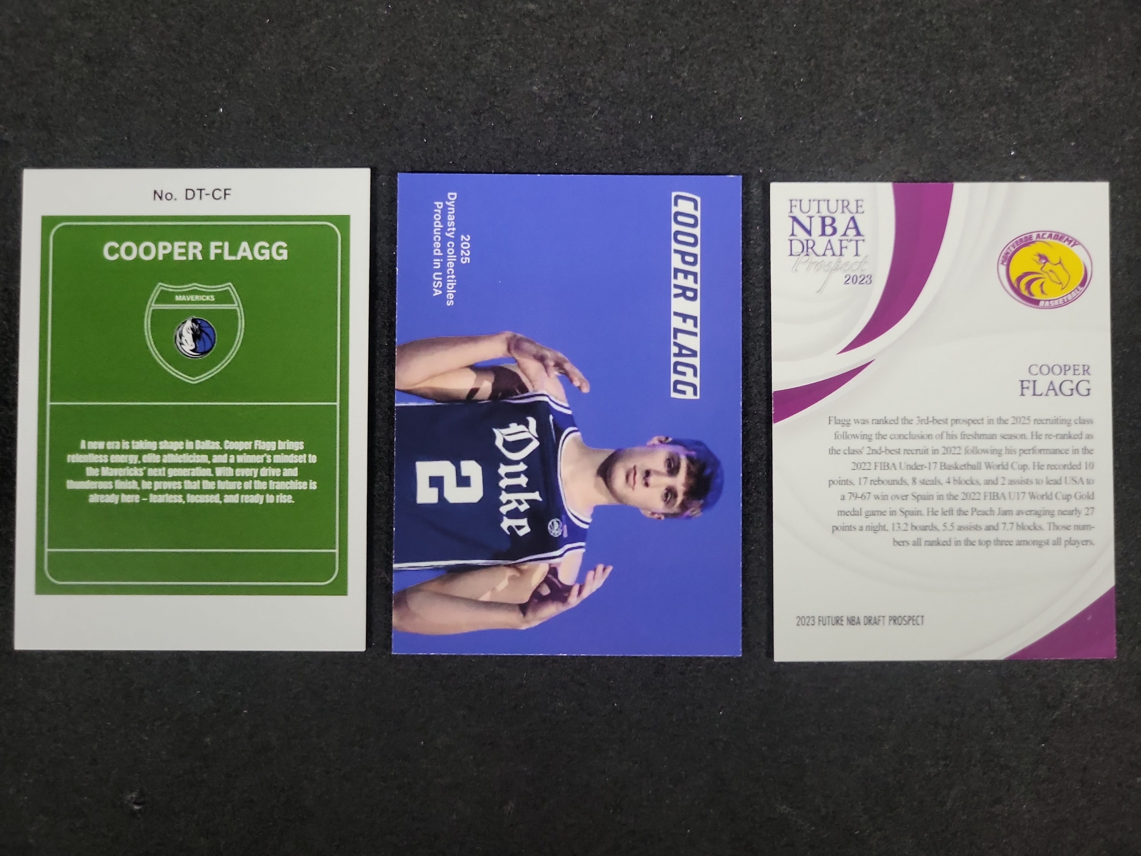 I03601 | A Trio of Cooper Flagg Unlicensed Custom Basketball Trading Cards