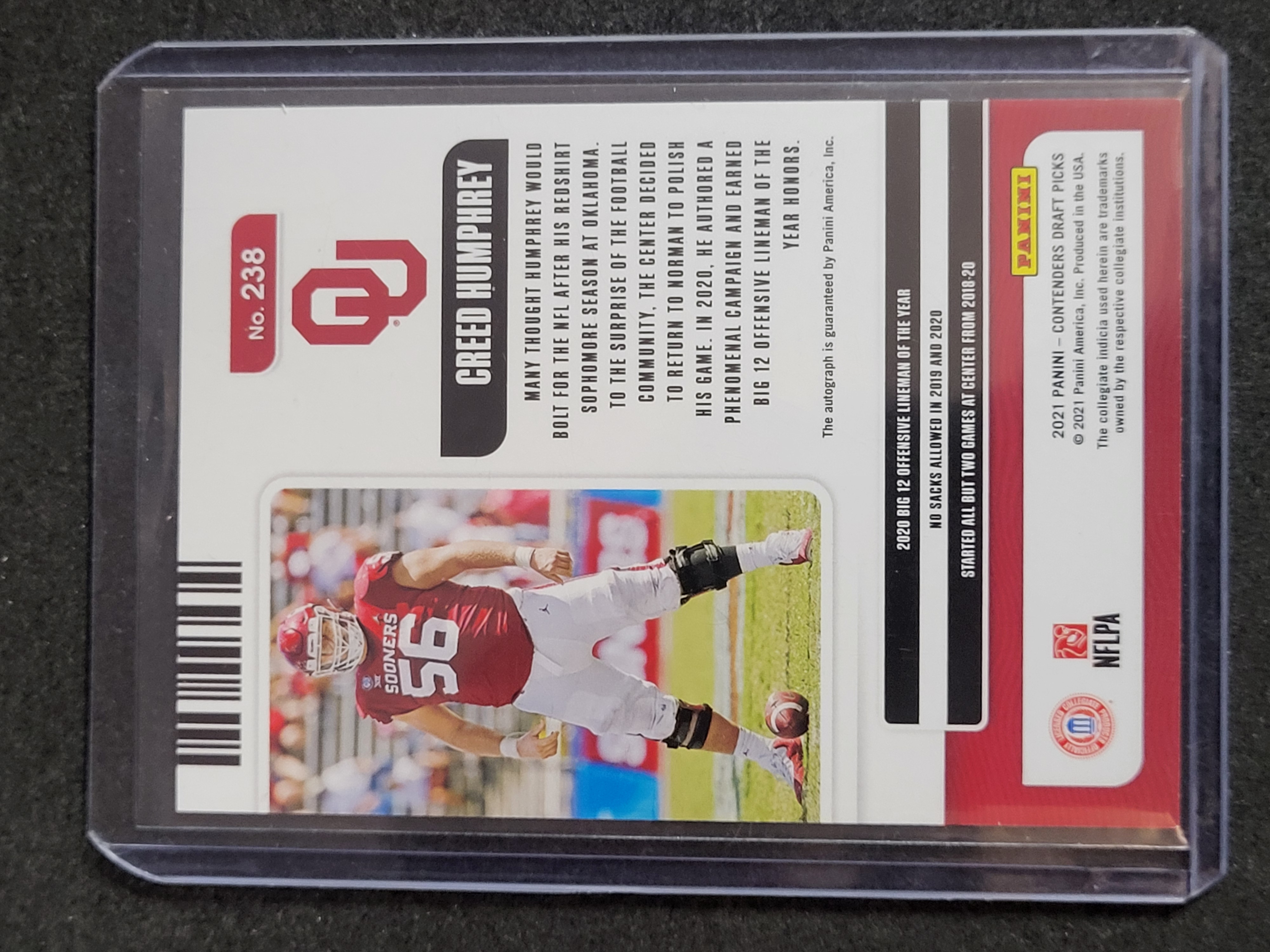 I03893 | 2021 Panini Contenders Draft Picks Creed Humphrey Rookie Autograph Card No. 238