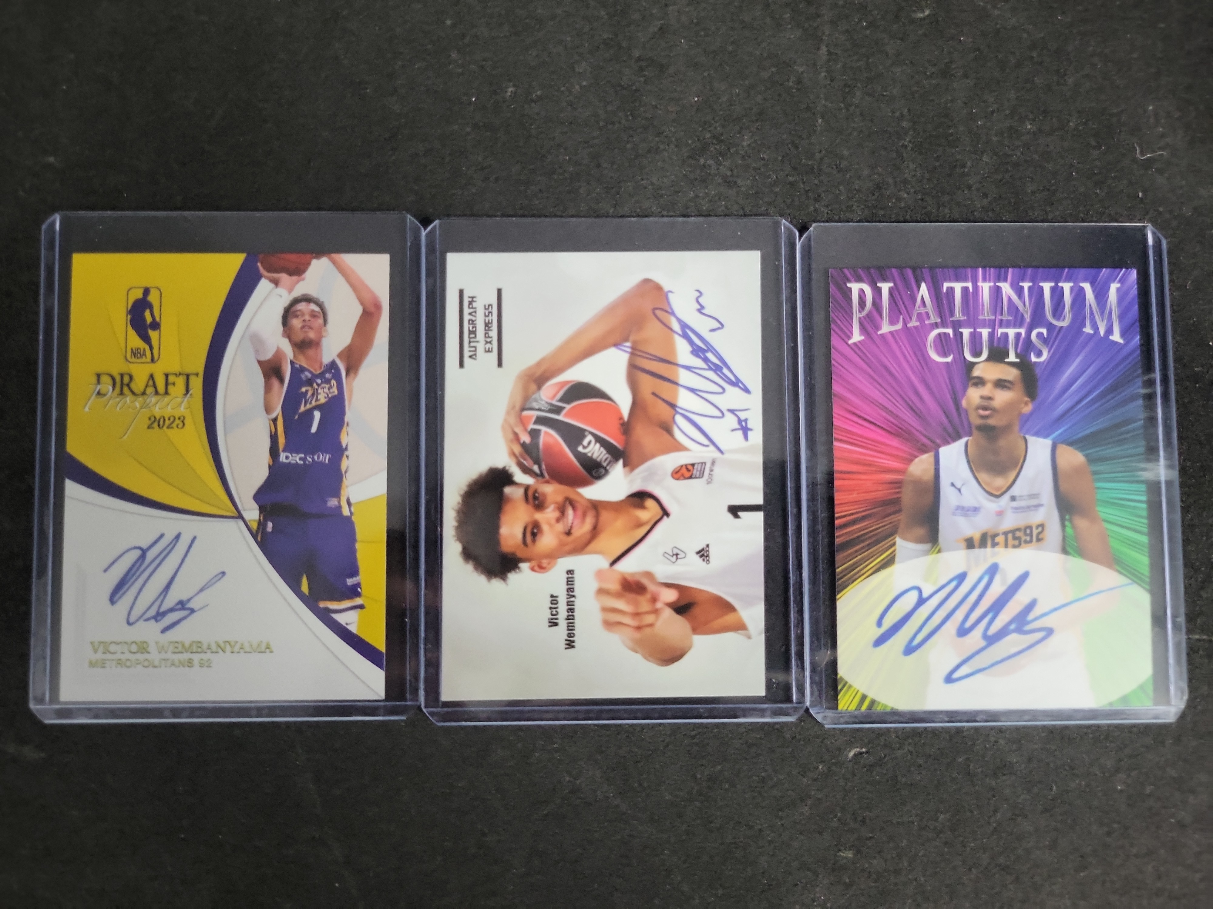 I03275 | A Trio of Victor Wembanyama Unlicensed Custom Basketball Cards with Facsimile Autographs