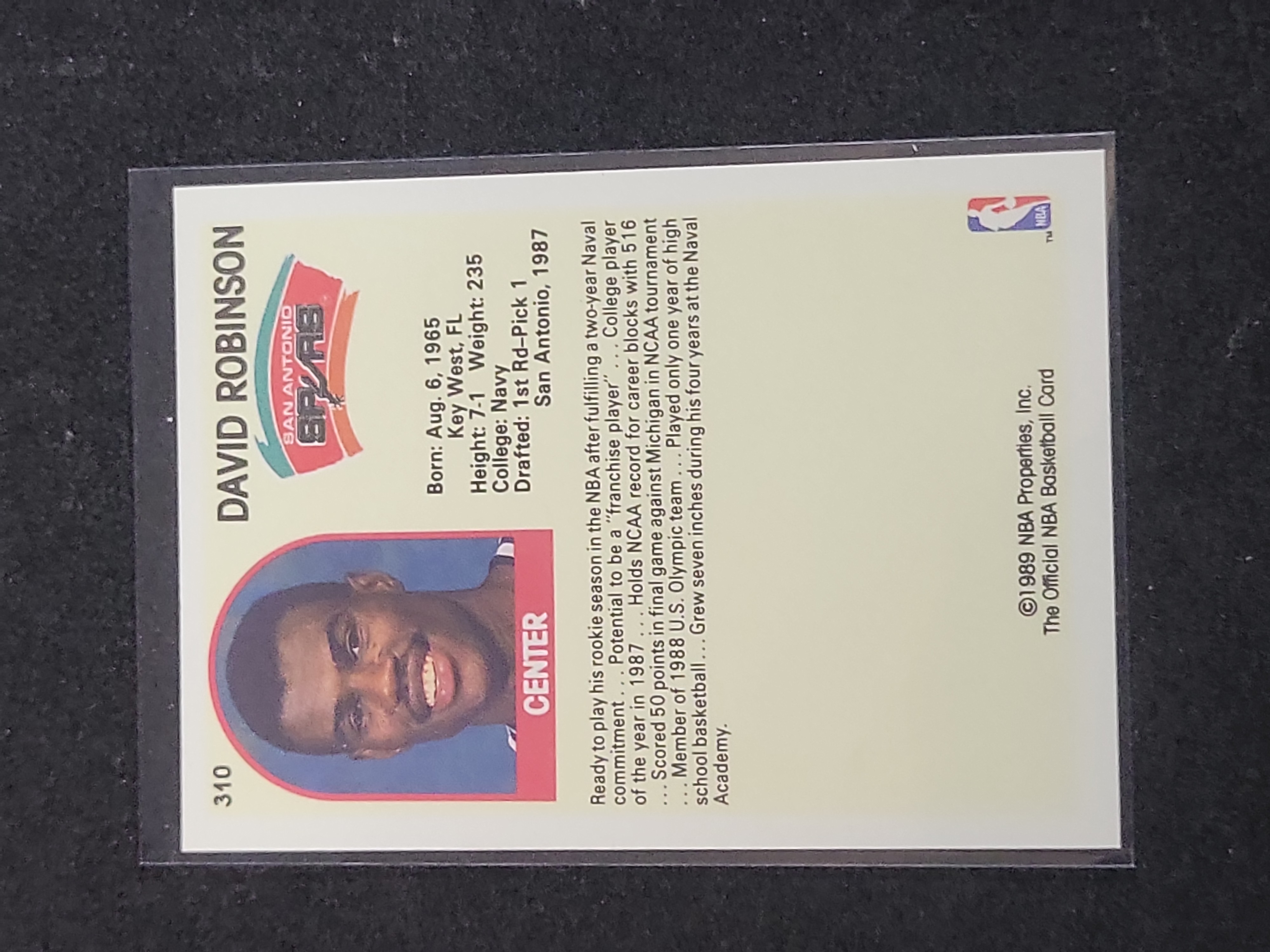 I03147 | 1989-90 NBA Hoops David Robinson Rookie Card #310