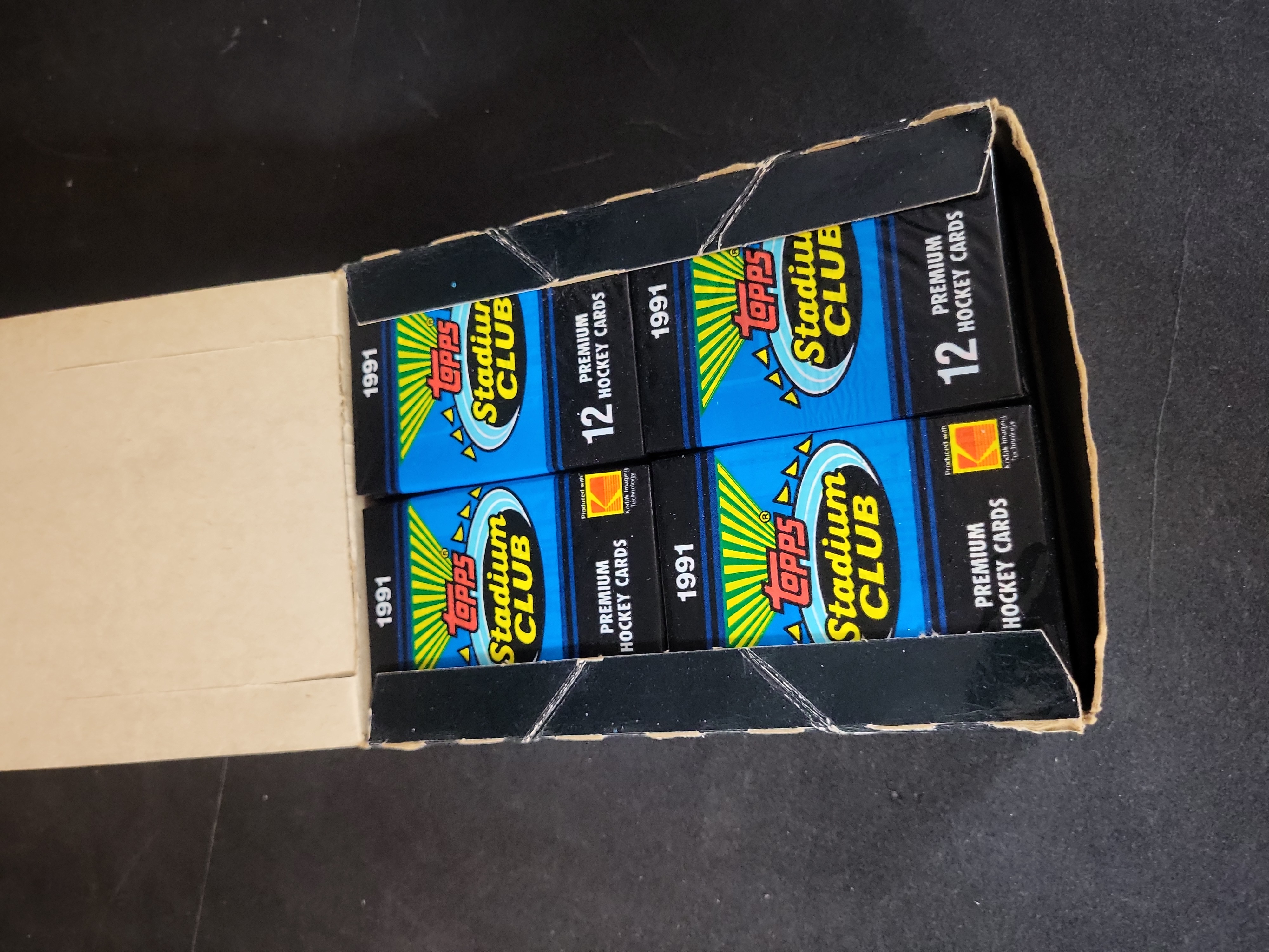 I03227 | 1991 Topps Stadium Club Hockey Partial Display Box with Four Sealed Packs