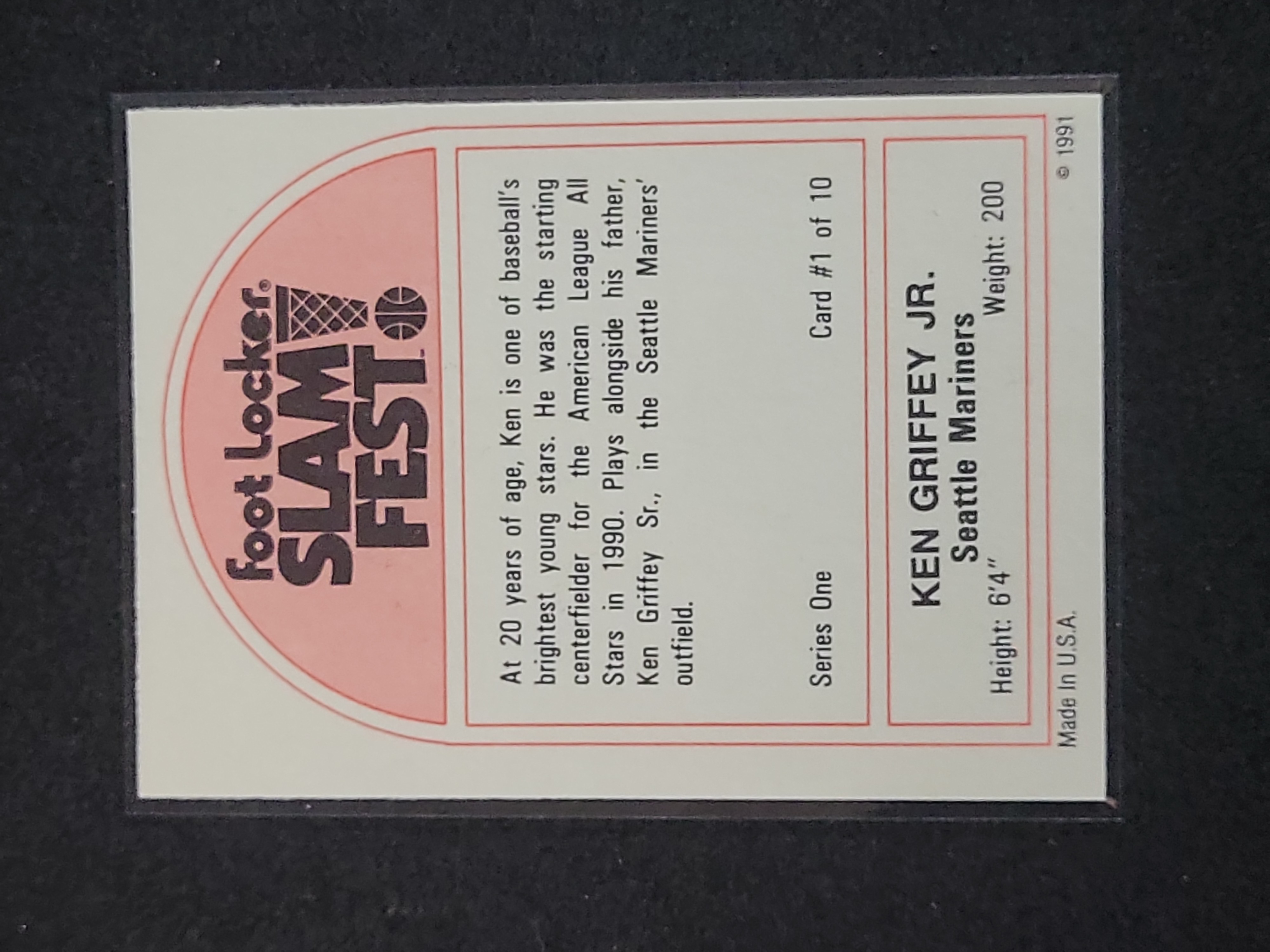 I03128 | 1991 Foot Locker Slam Fest Series One Ken Griffey Jr. Limited Edition Card #1