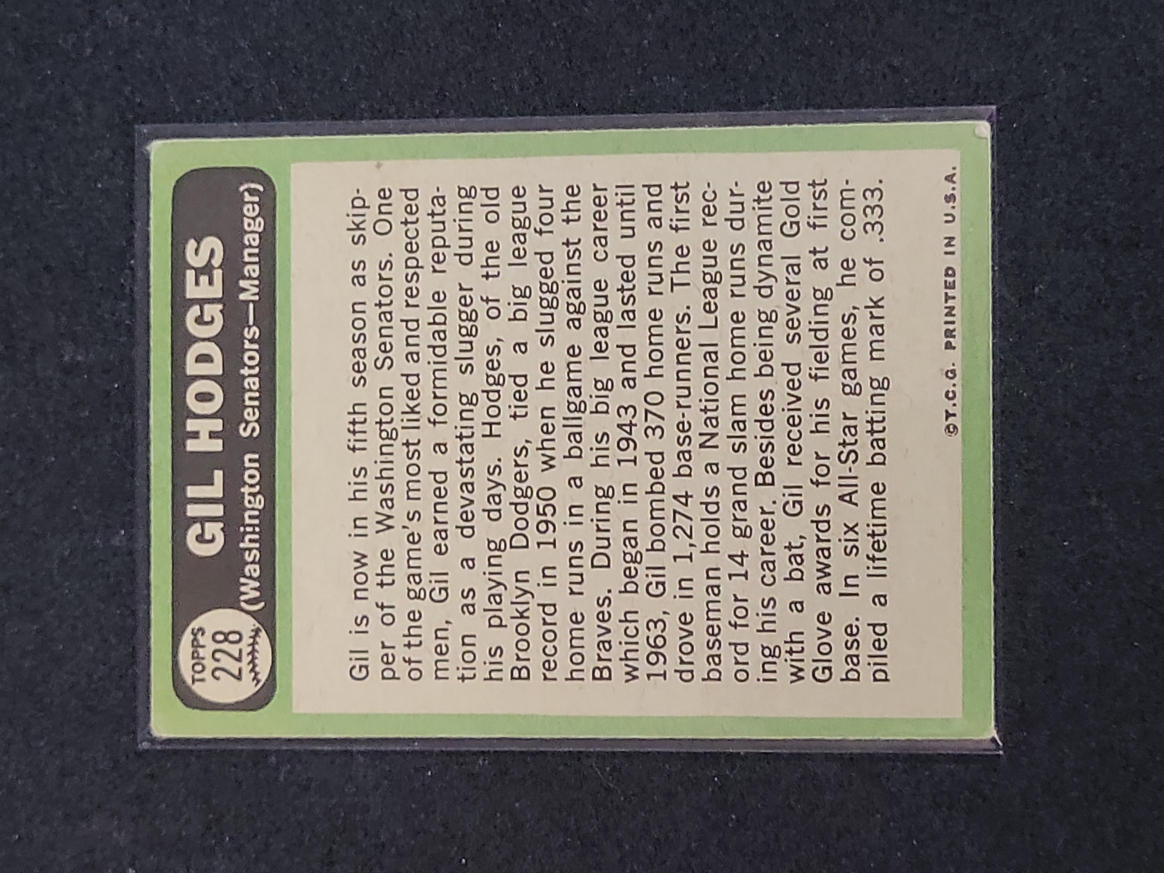 I03146 | 1967 Topps Baseball #228 Gil Hodges Washington Senators Manager Card