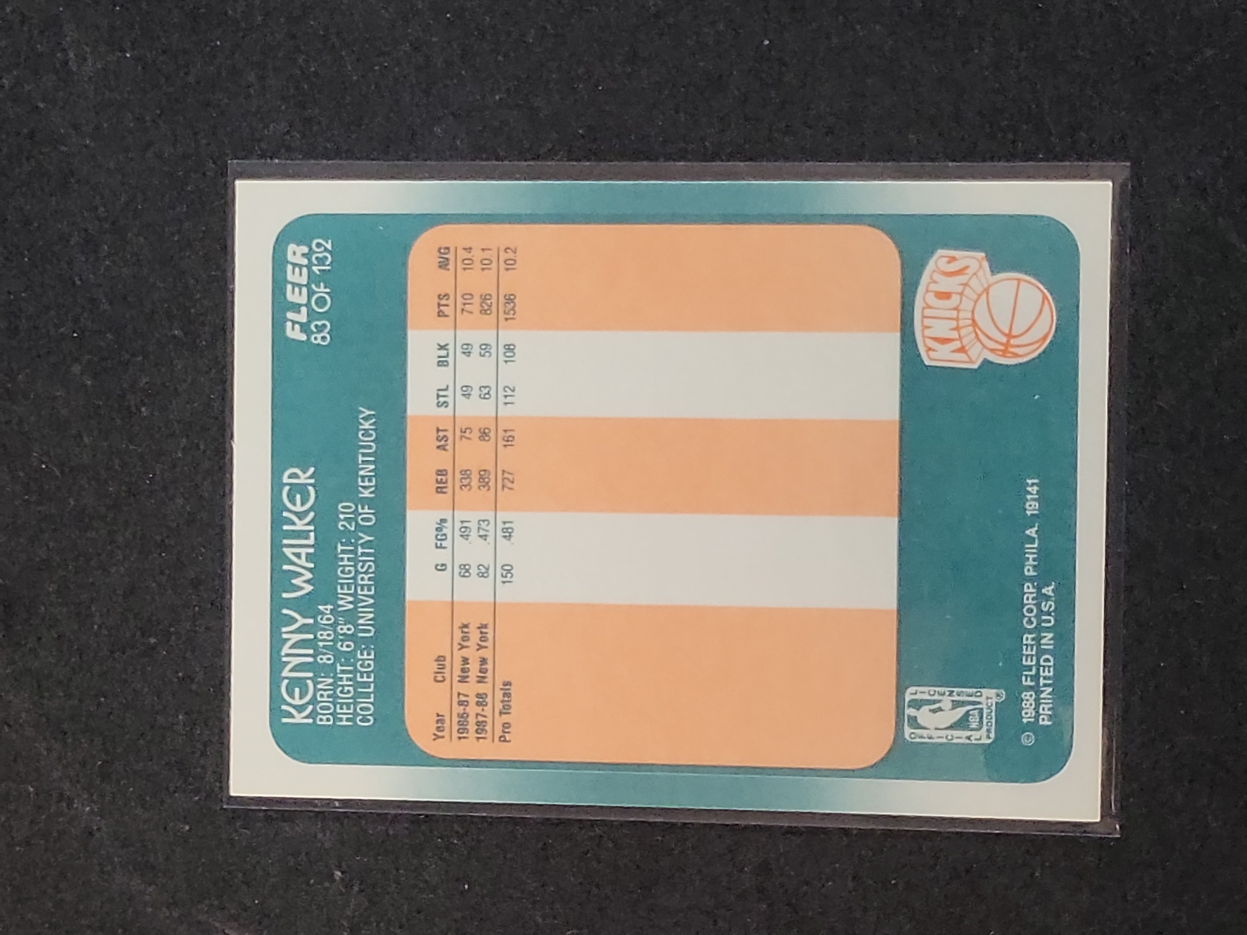 I03142 | 1988-89 Fleer #83 Kenny Walker New York Knicks Basketball Card