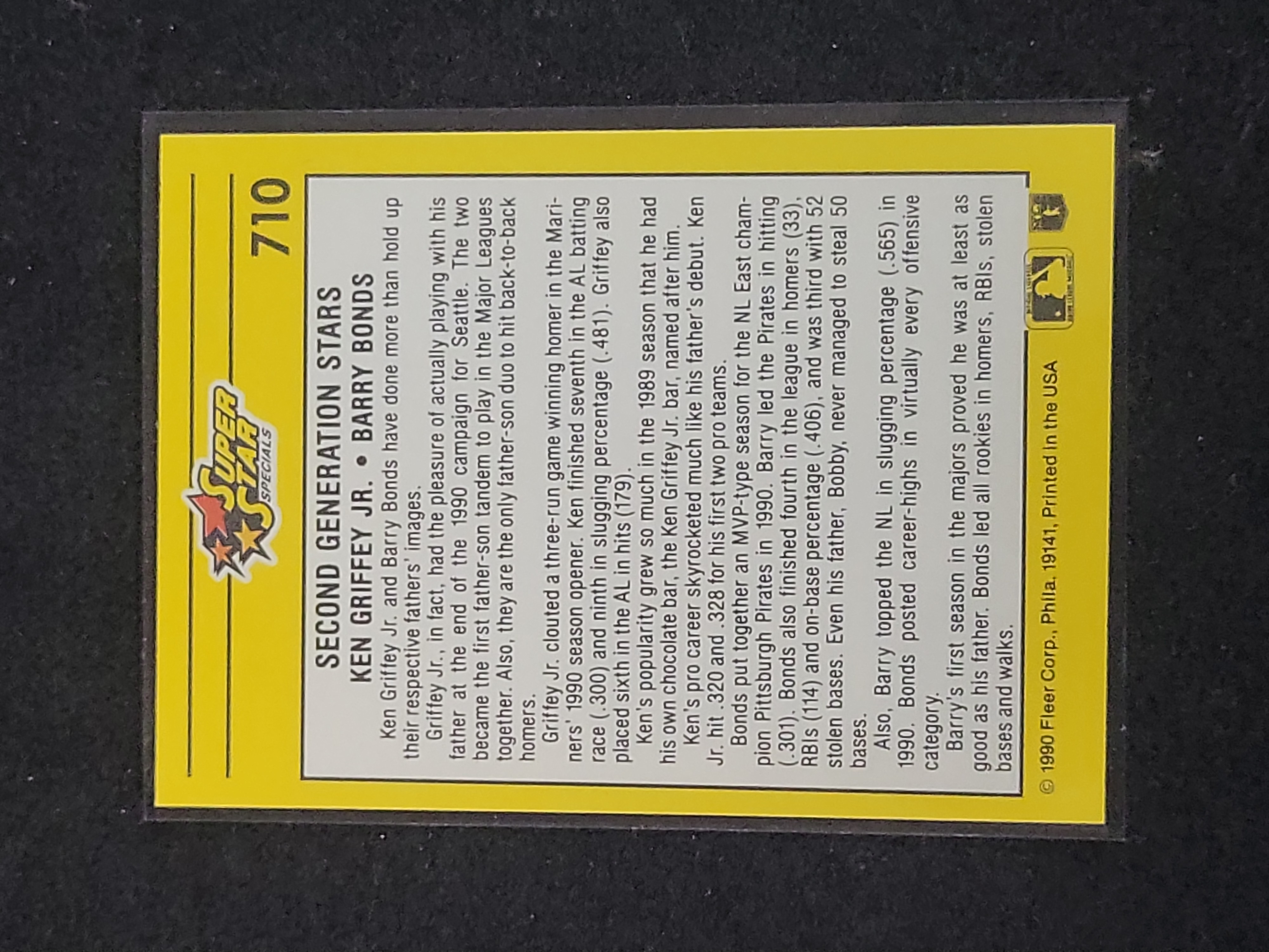 I03159 | 1991 Fleer #710 Barry Bonds and Ken Griffey Jr. Second Generation Stars Trading Card