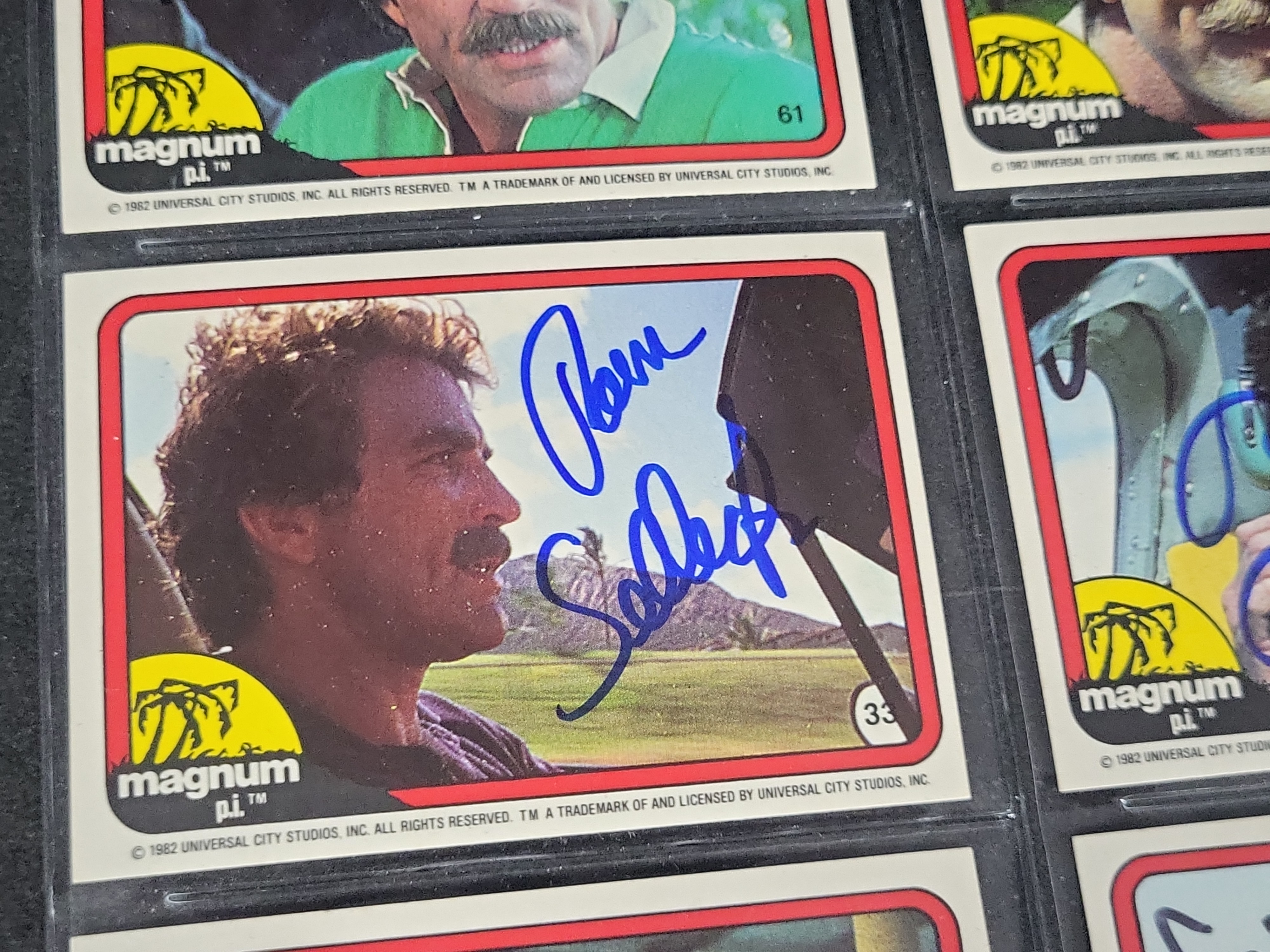 I03443 | Fourteen 1982 Donruss Magnum, P.I. Trading Cards Autographed by Tom Selleck