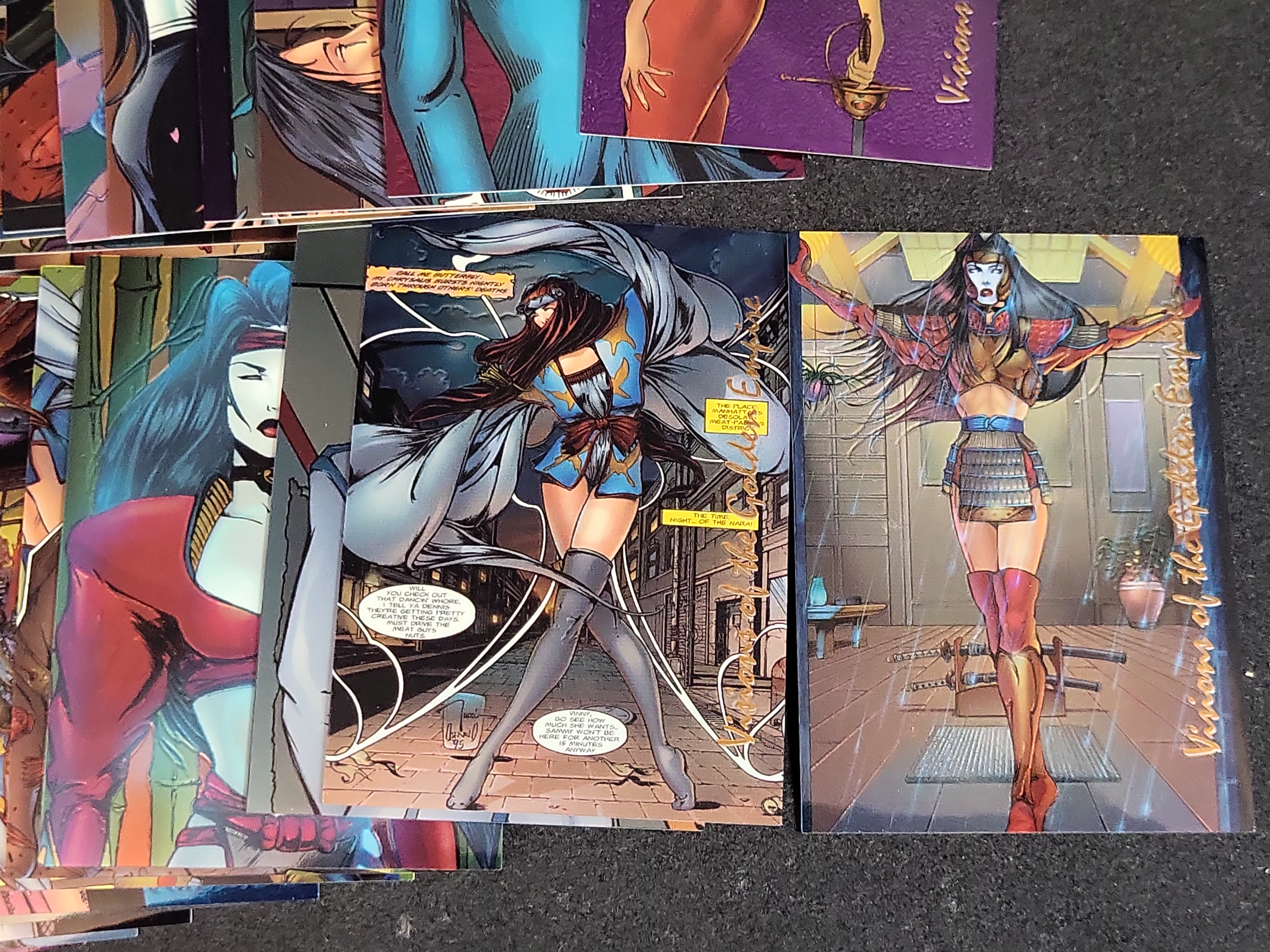 I03937 | A Collection of 1996 Shi Visions of the Golden Empire Chromium Trading Cards by Comic Images