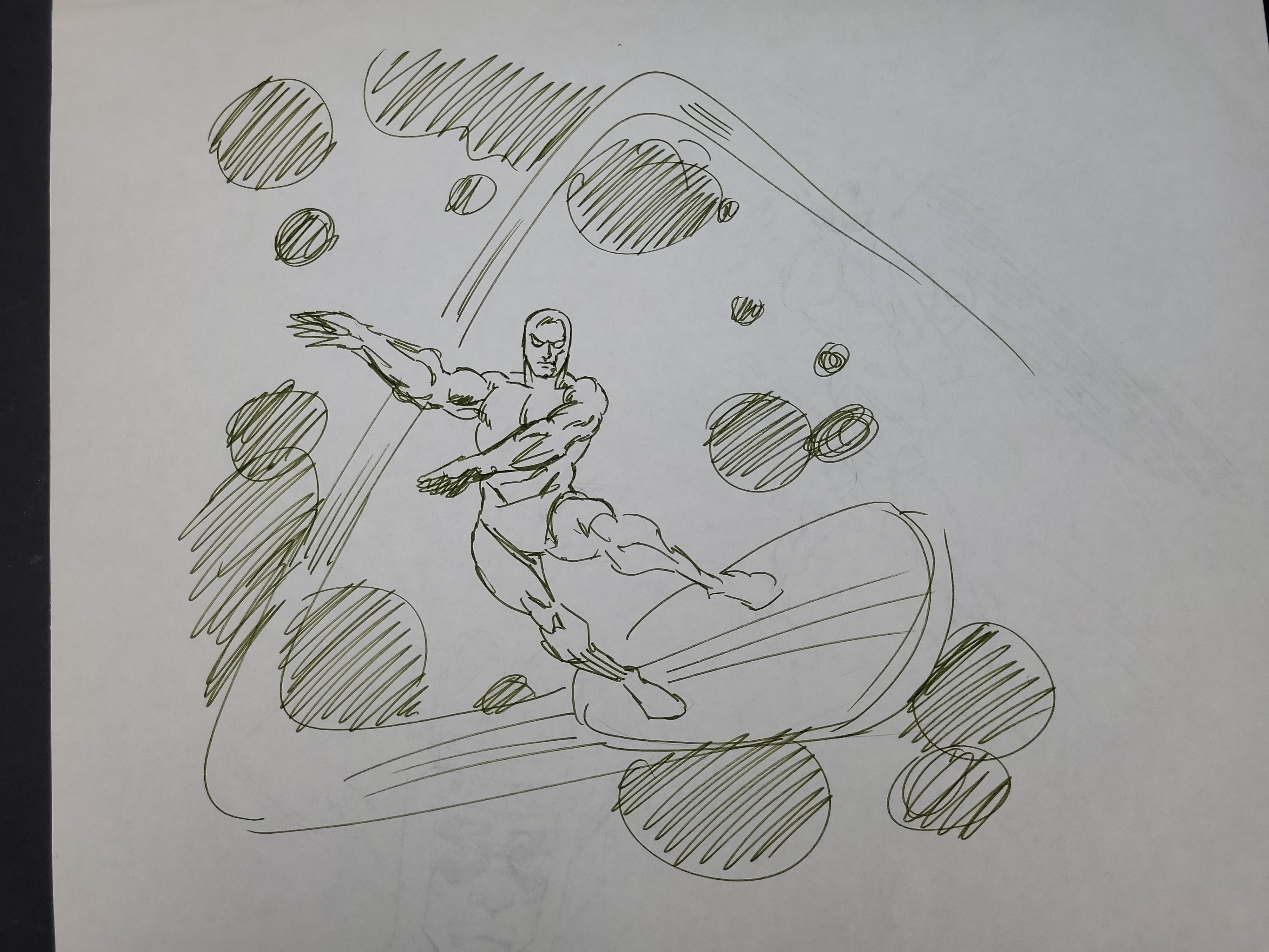 I03926 | A Pair of Silver Surfer and Galactus Comic Art Sketches Attributed to R.D. Brown