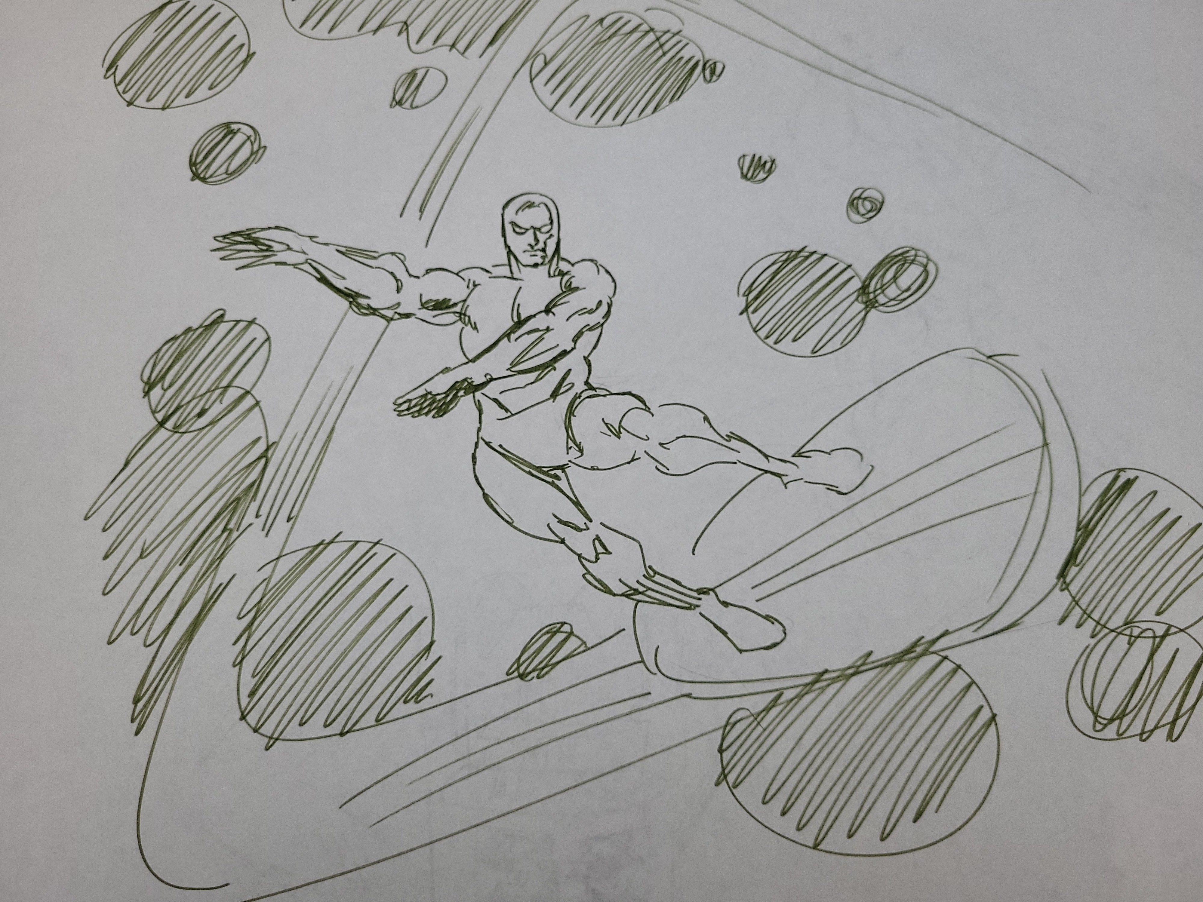 I03926 | A Pair of Silver Surfer and Galactus Comic Art Sketches Attributed to R.D. Brown