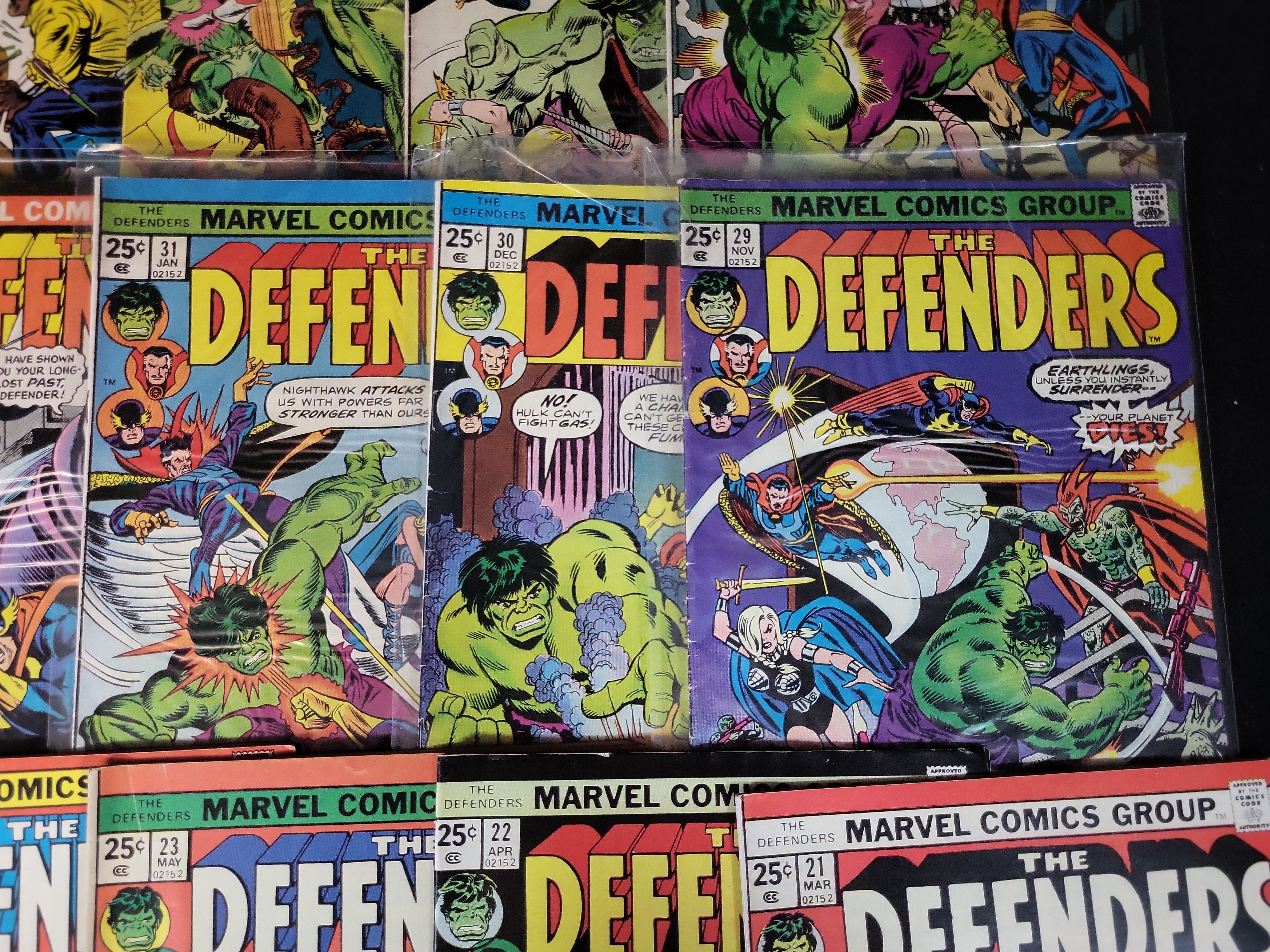 I03716 | A Collection of 18 Original Marvel Comics The Defenders Bronze Age Issues 21 to 38