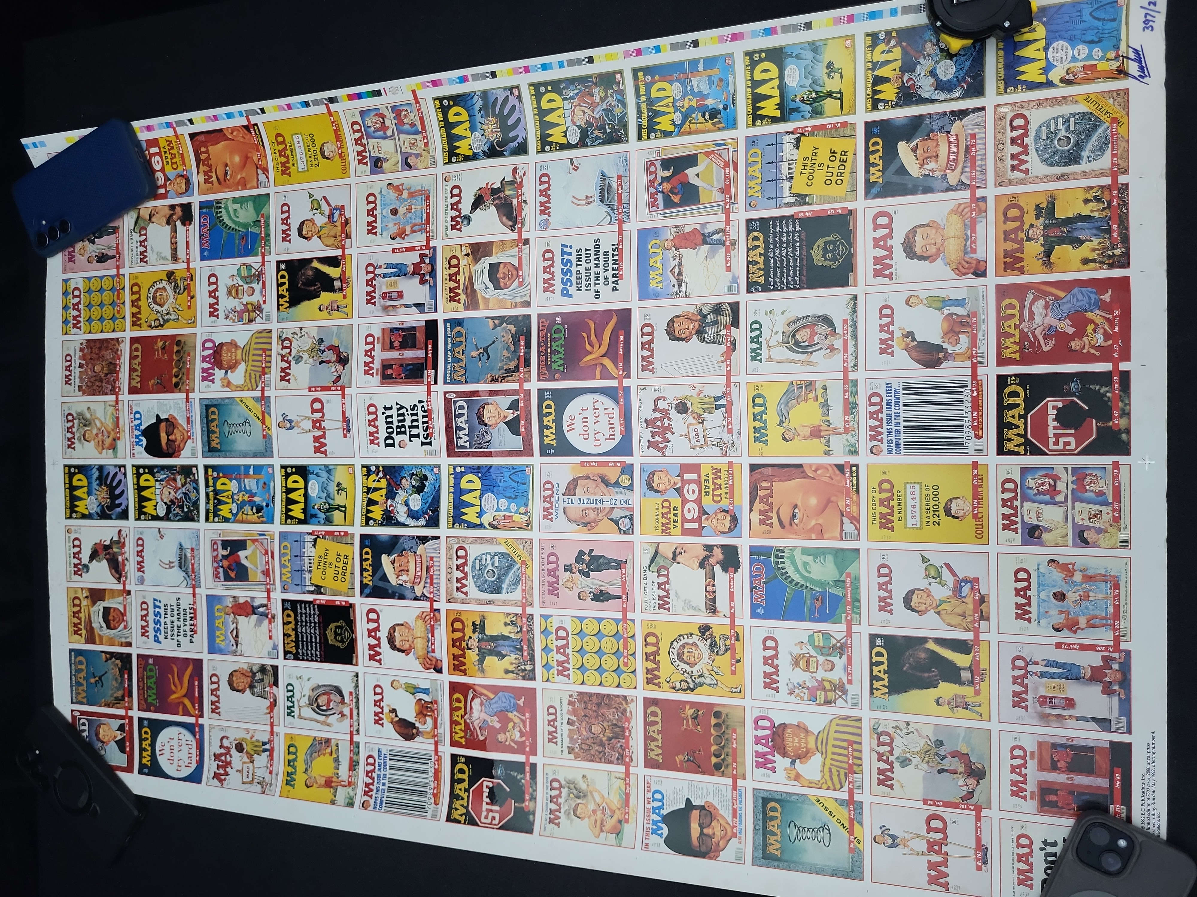 I03565 | 1992 MAD Magazine Trading Cards Limited Edition Uncut Press Sheet Signed and Numbered by William M. Gaines