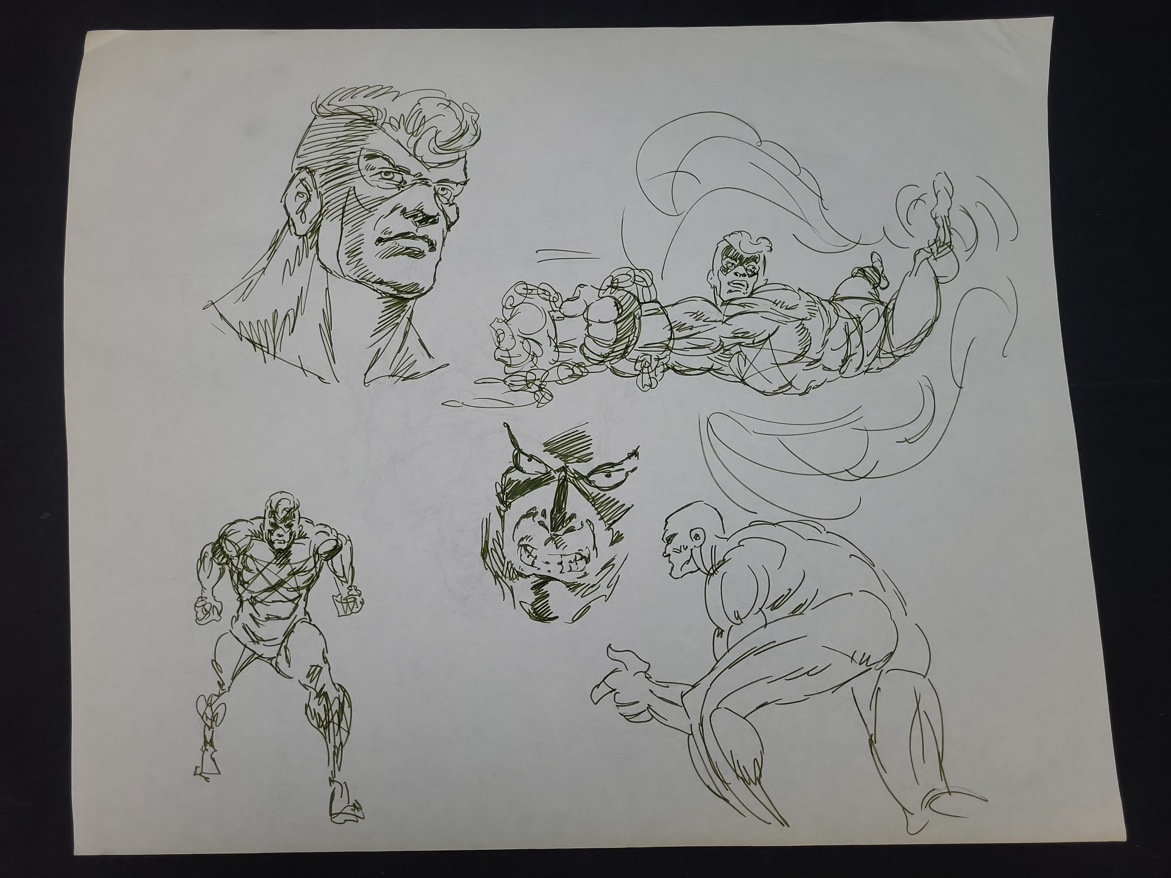 I03928 | A Pair of Original Comic Book Character Concept Drawings in Pen and Ink