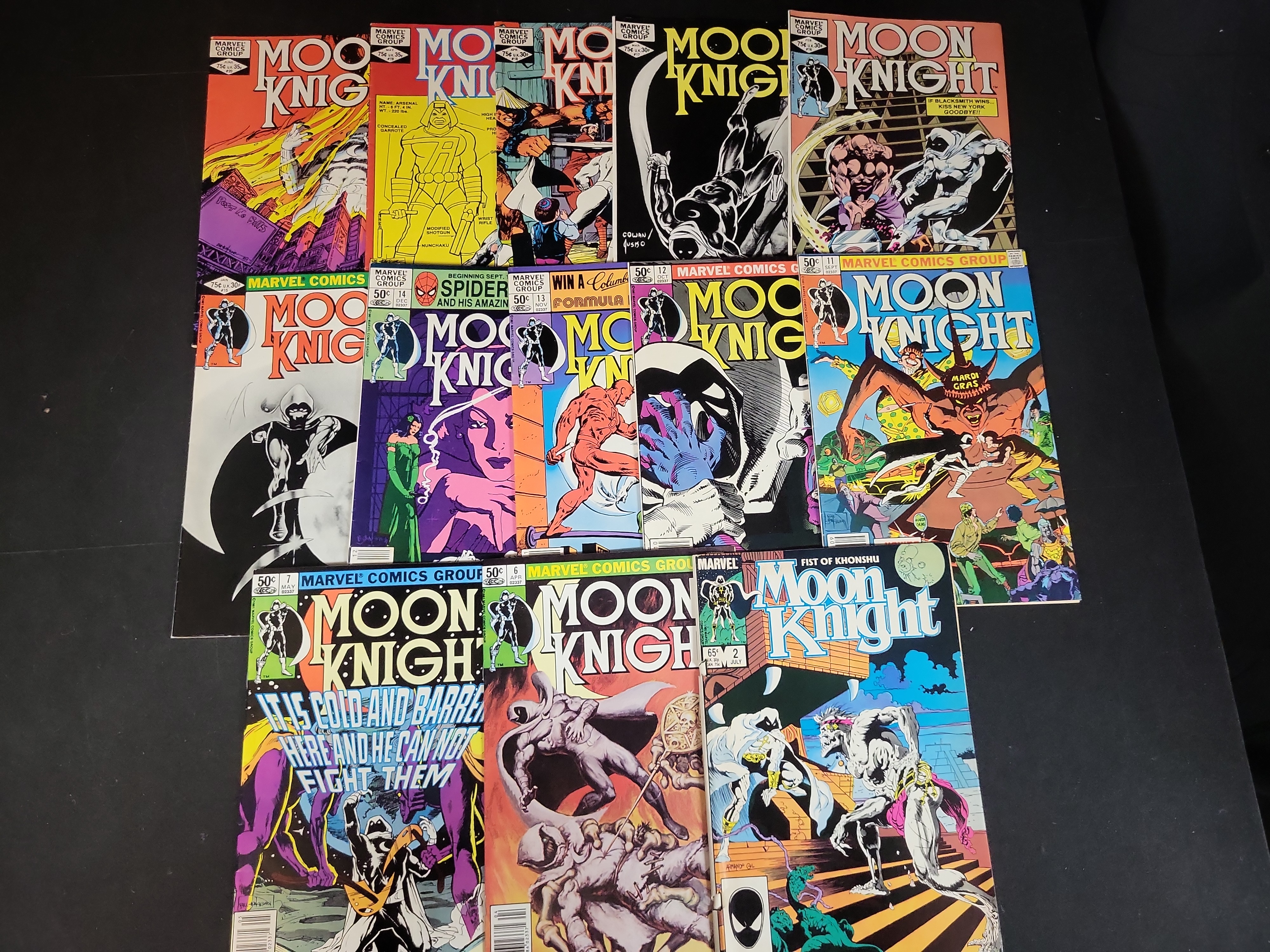 I03708 | Collection of 13 Moon Knight Marvel Comic Books Including Volume 1 Issues and Fist of Khonshu