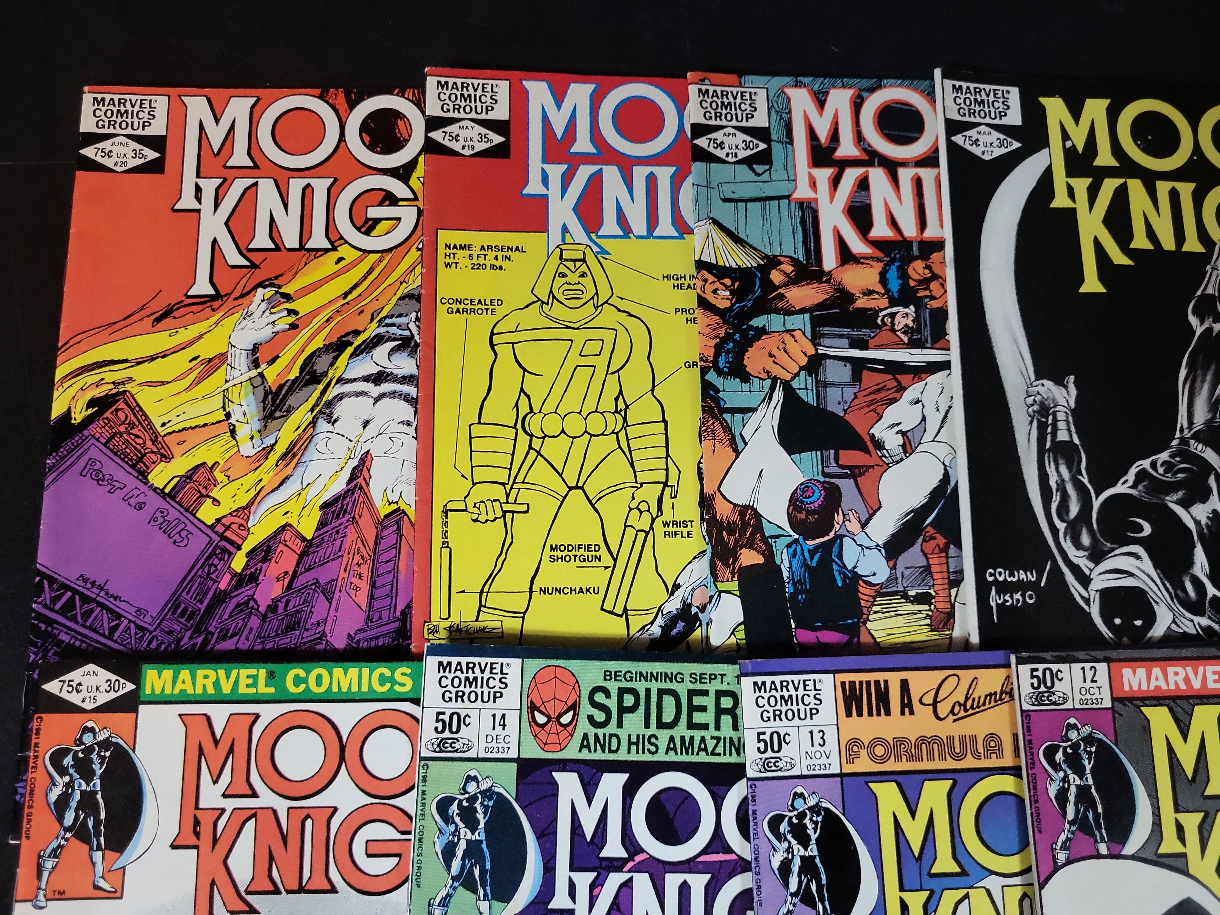 I03708 | Collection of 13 Moon Knight Marvel Comic Books Including Volume 1 Issues and Fist of Khonshu