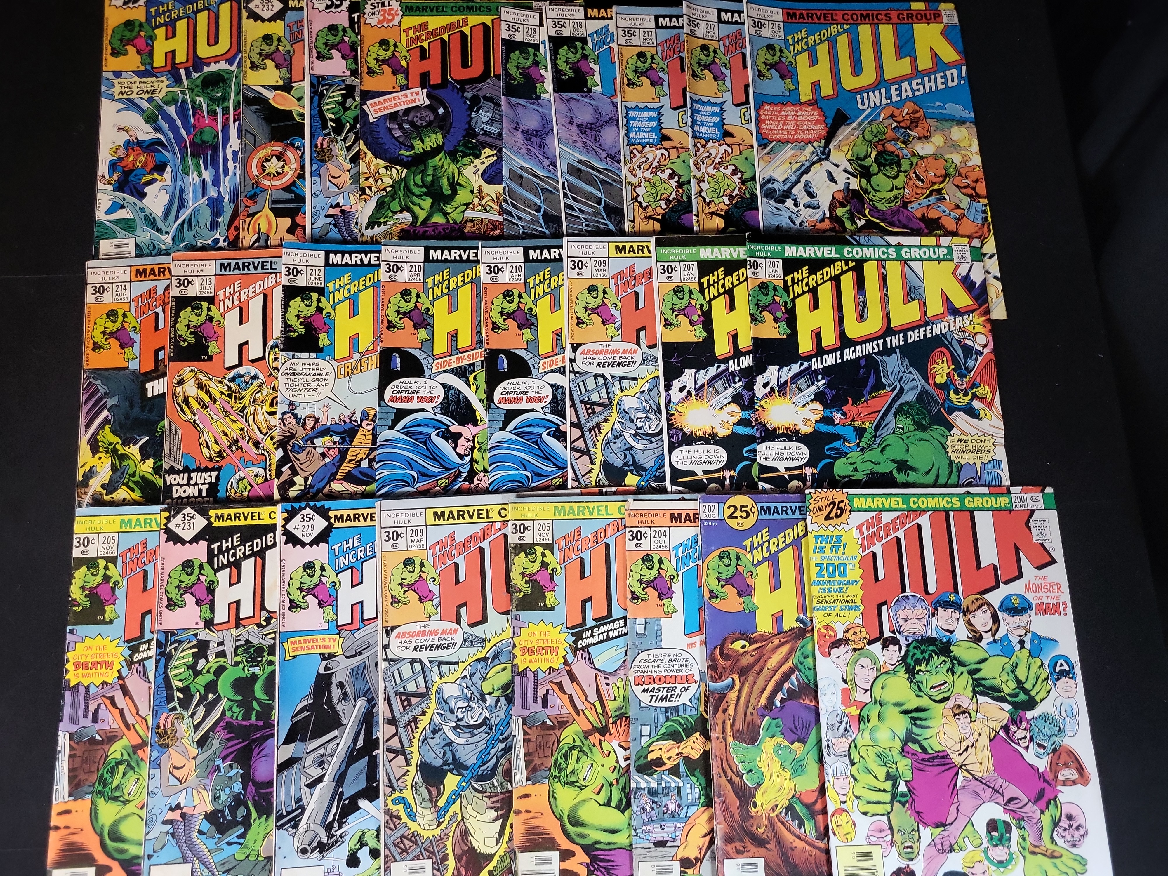 I03711 | Collection of 25 The Incredible Hulk Marvel Comics Bronze Age Issues 200 to 235