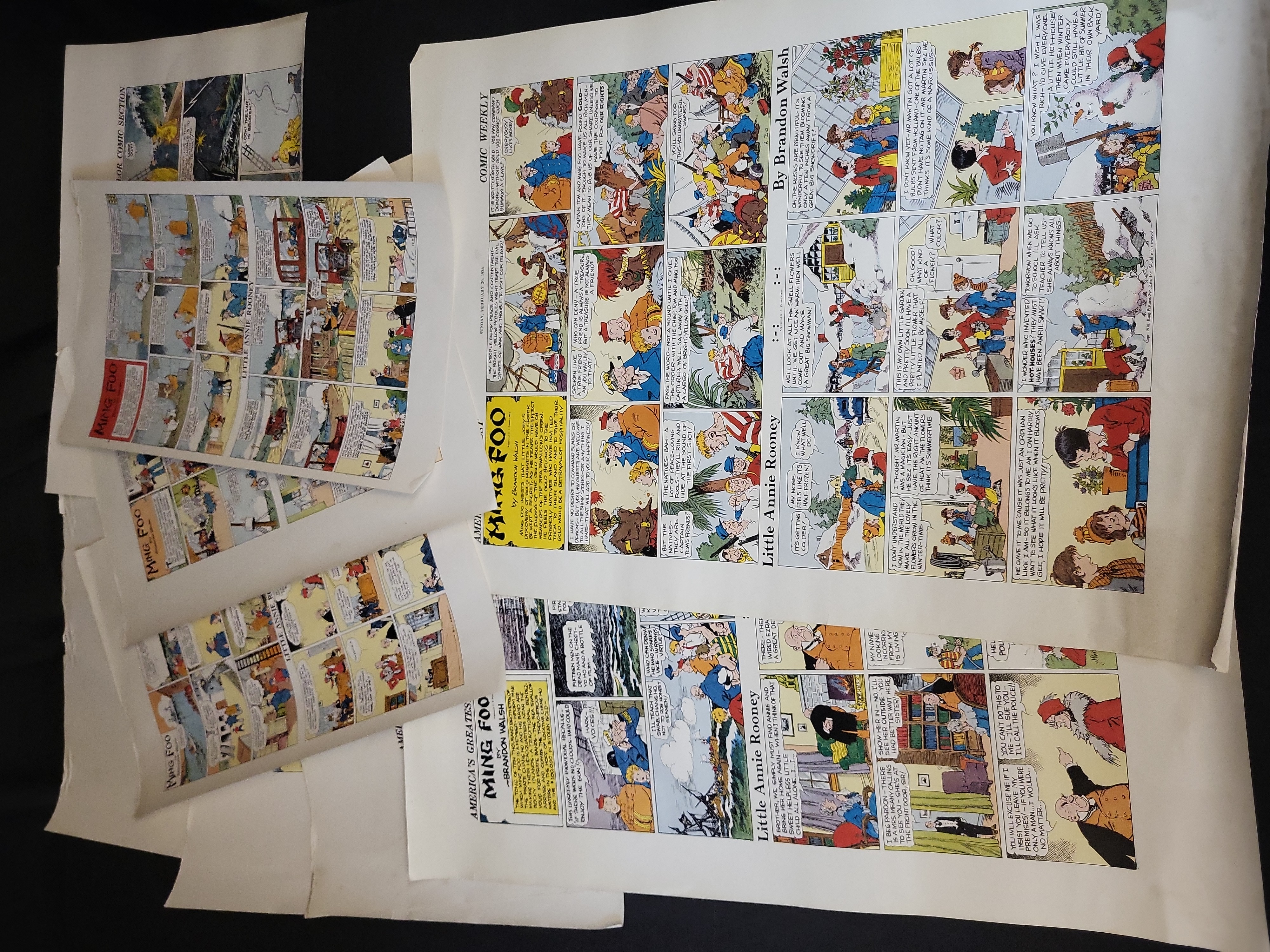 I03467 | A Collection of Ming Foo and Little Annie Rooney Sunday Comic Strip Pages and Proofs