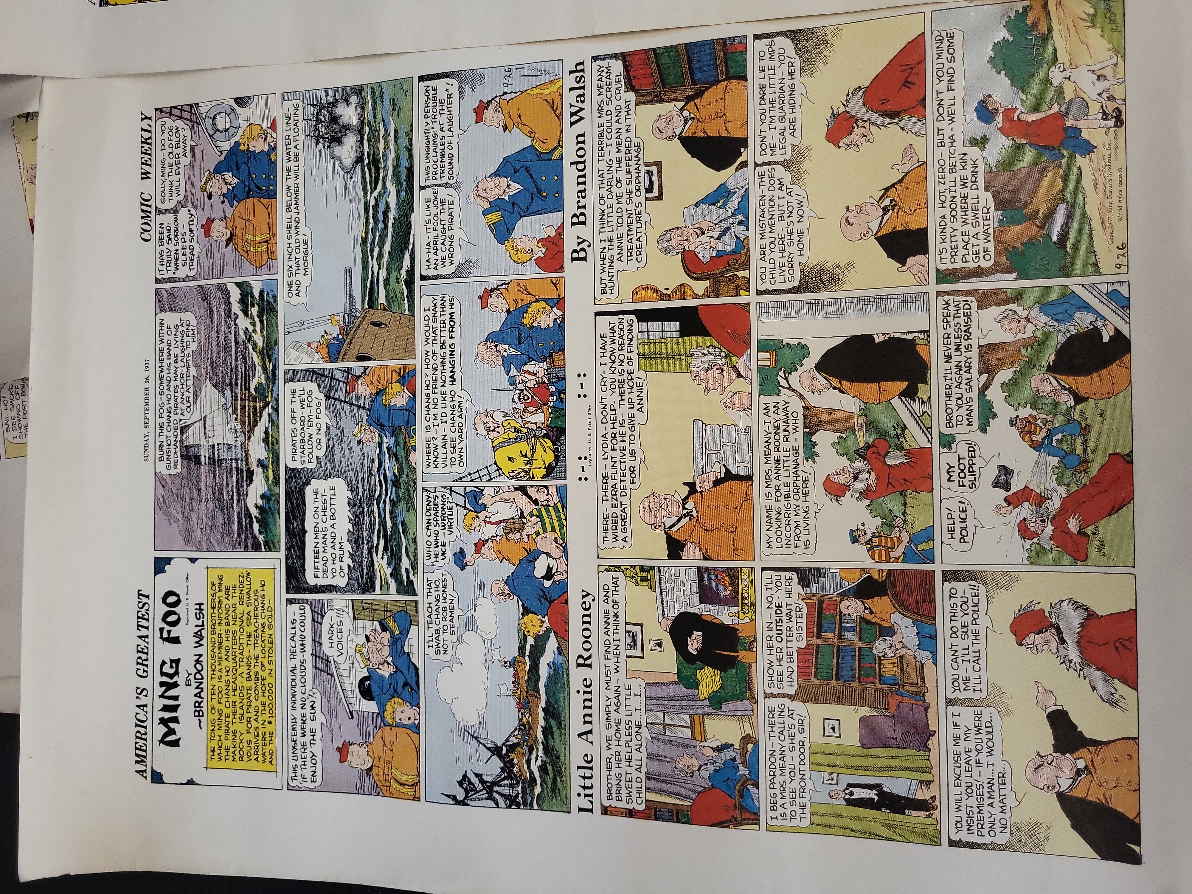 I03467 | A Collection of Ming Foo and Little Annie Rooney Sunday Comic Strip Pages and Proofs
