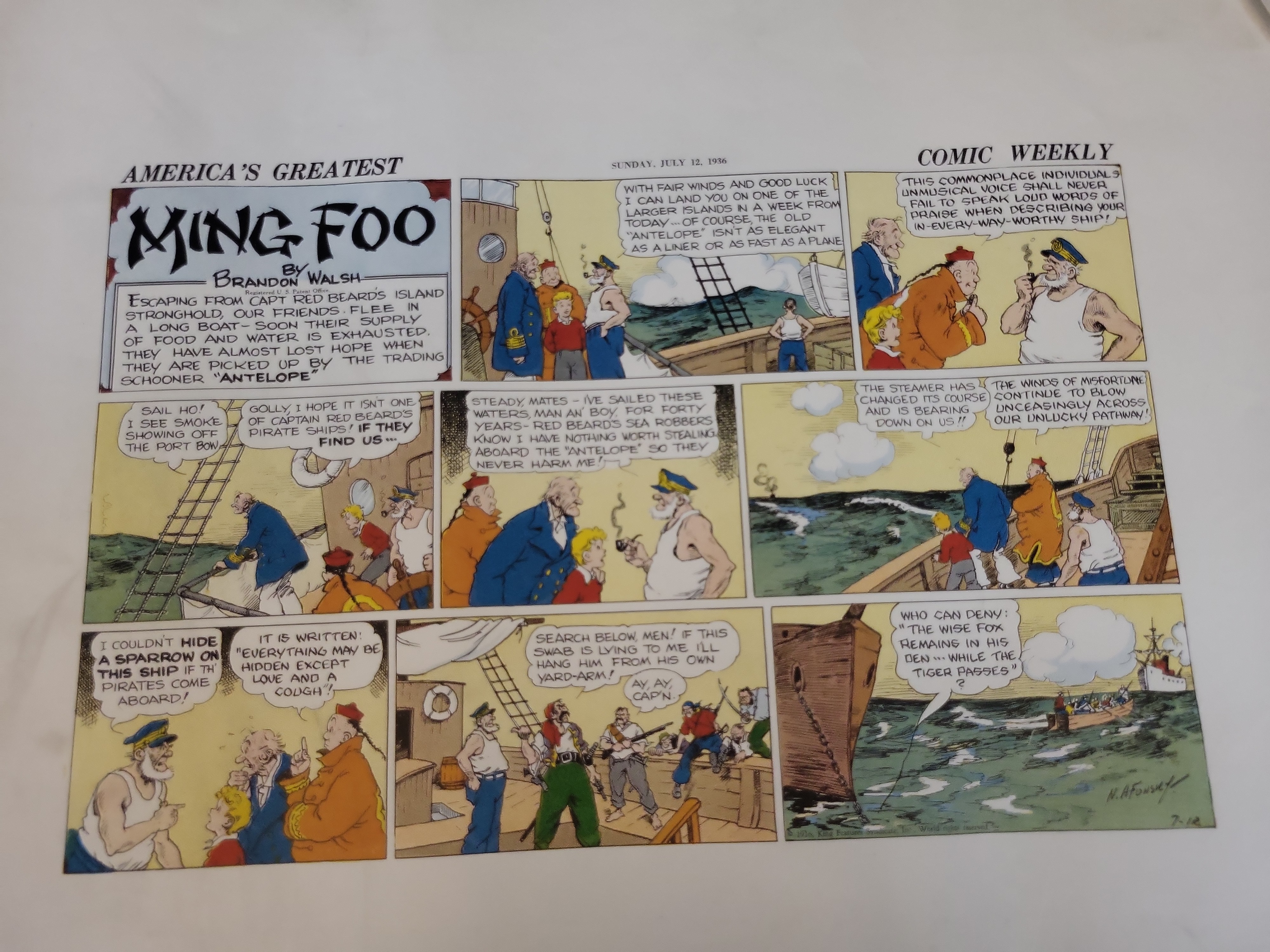 I03467 | A Collection of Ming Foo and Little Annie Rooney Sunday Comic Strip Pages and Proofs