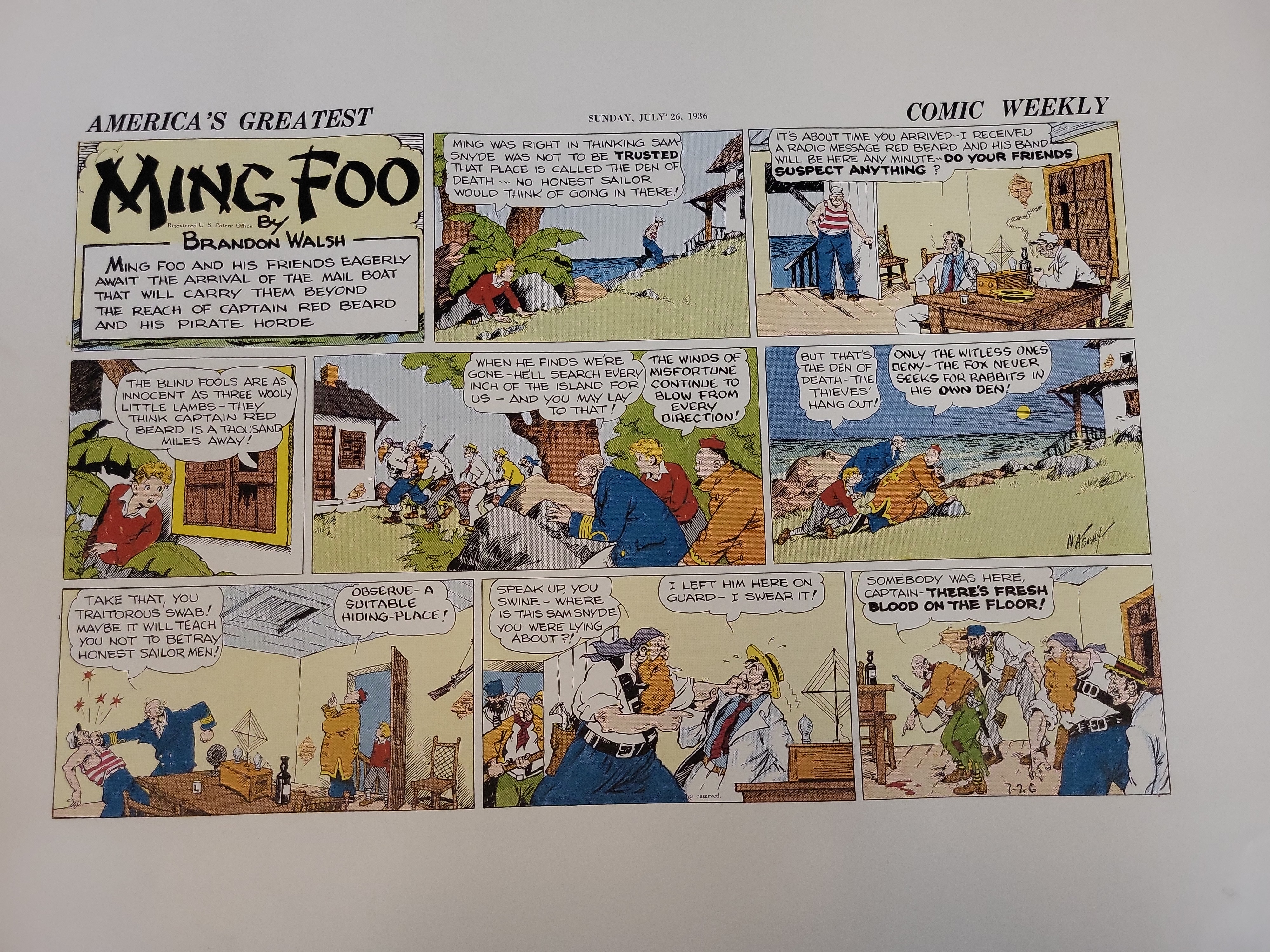 I03467 | A Collection of Ming Foo and Little Annie Rooney Sunday Comic Strip Pages and Proofs