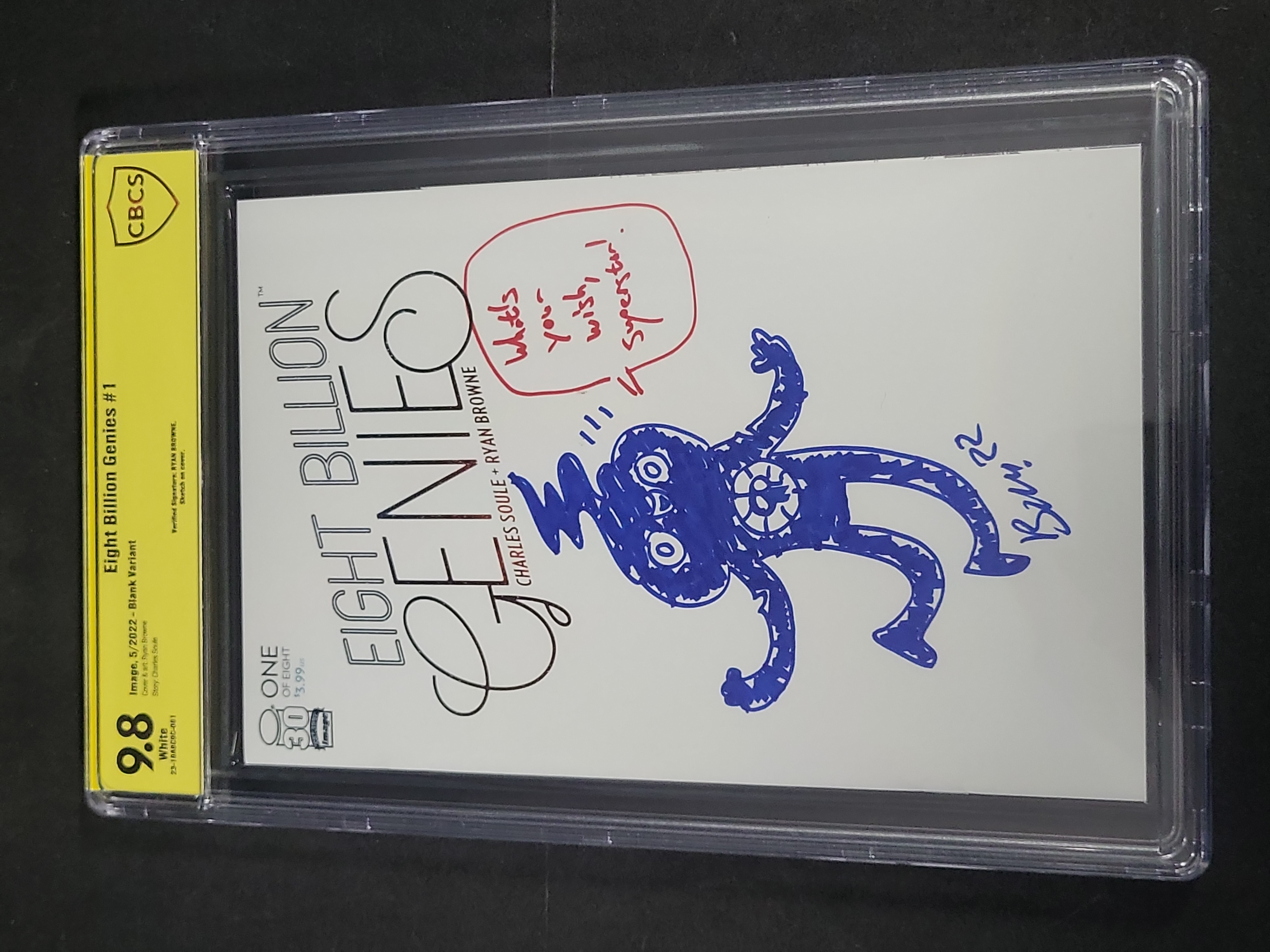 I03480 | Eight Billion Genies 1 Blank Variant CBCS 9.8 Verified Ryan Browne Signed Sketch Cover Image Comics 2022