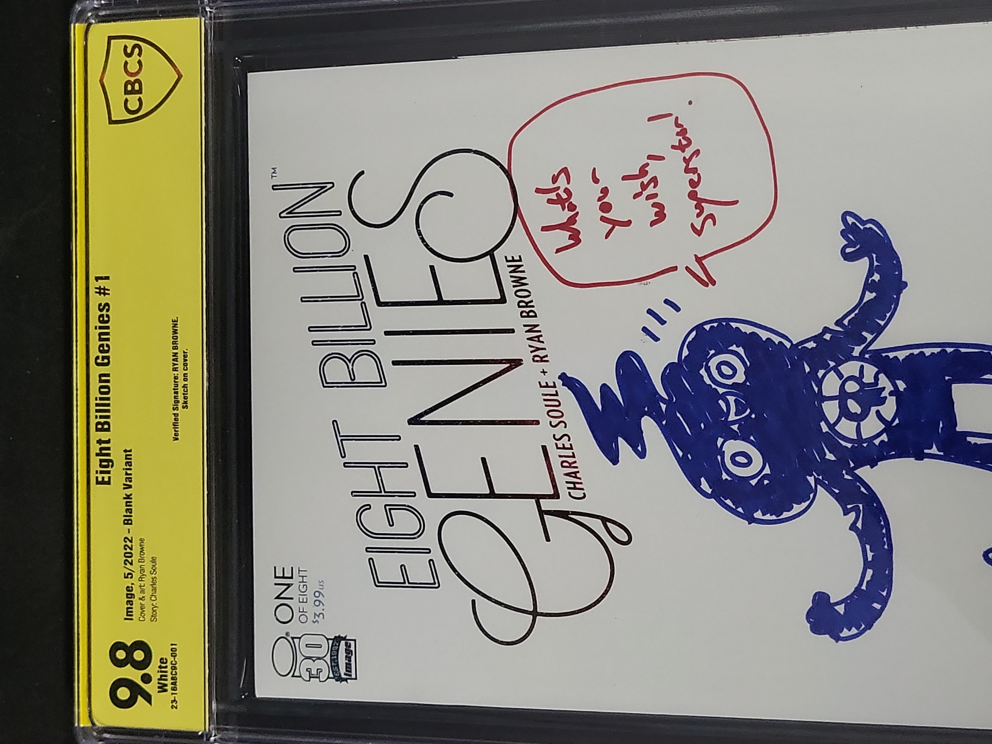 I03480 | Eight Billion Genies 1 Blank Variant CBCS 9.8 Verified Ryan Browne Signed Sketch Cover Image Comics 2022