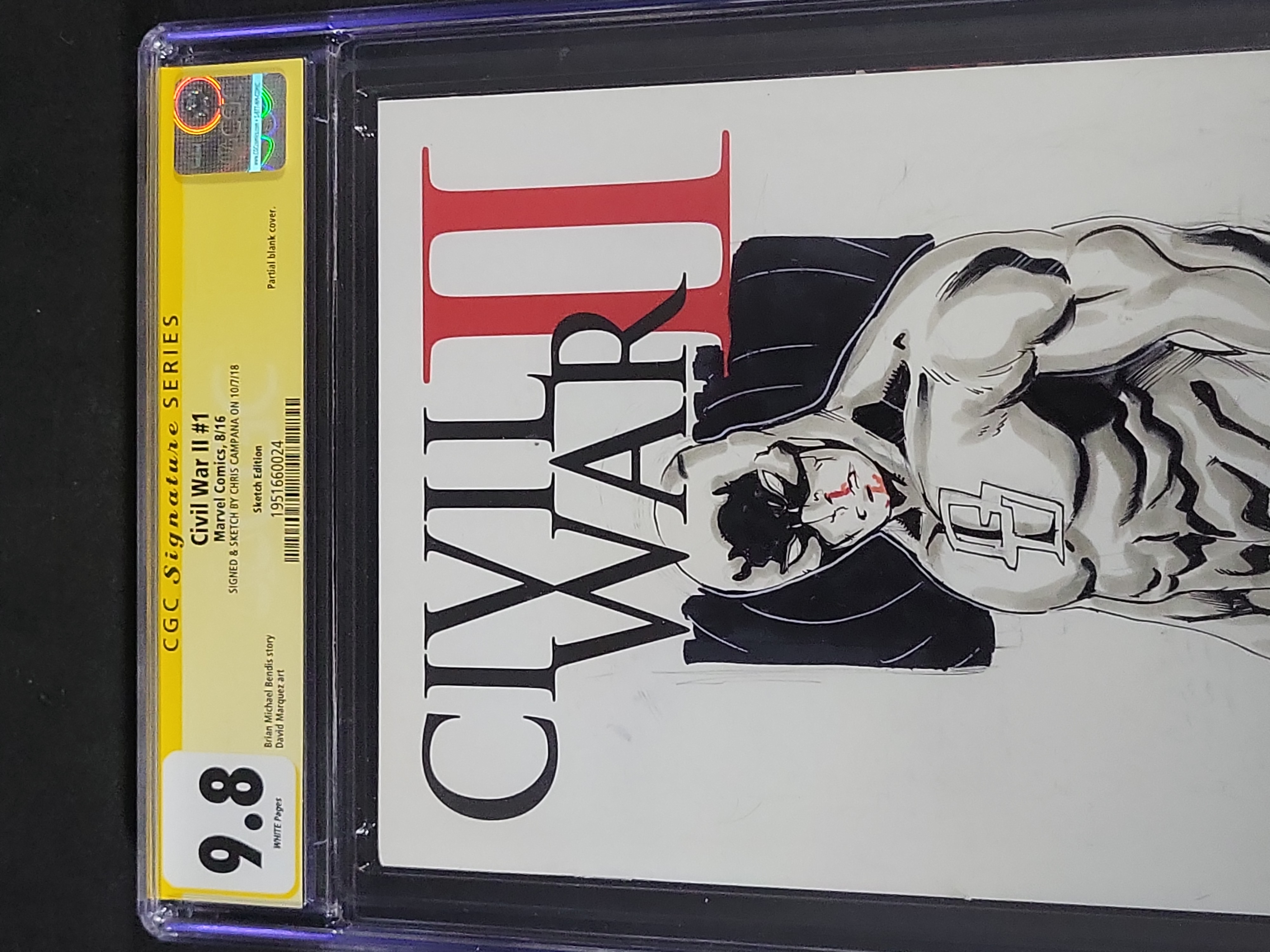 I03482 | Marvel Comics Civil War II #1 CGC Signature Series 9.8 Chris Campana Signed Sketch Edition
