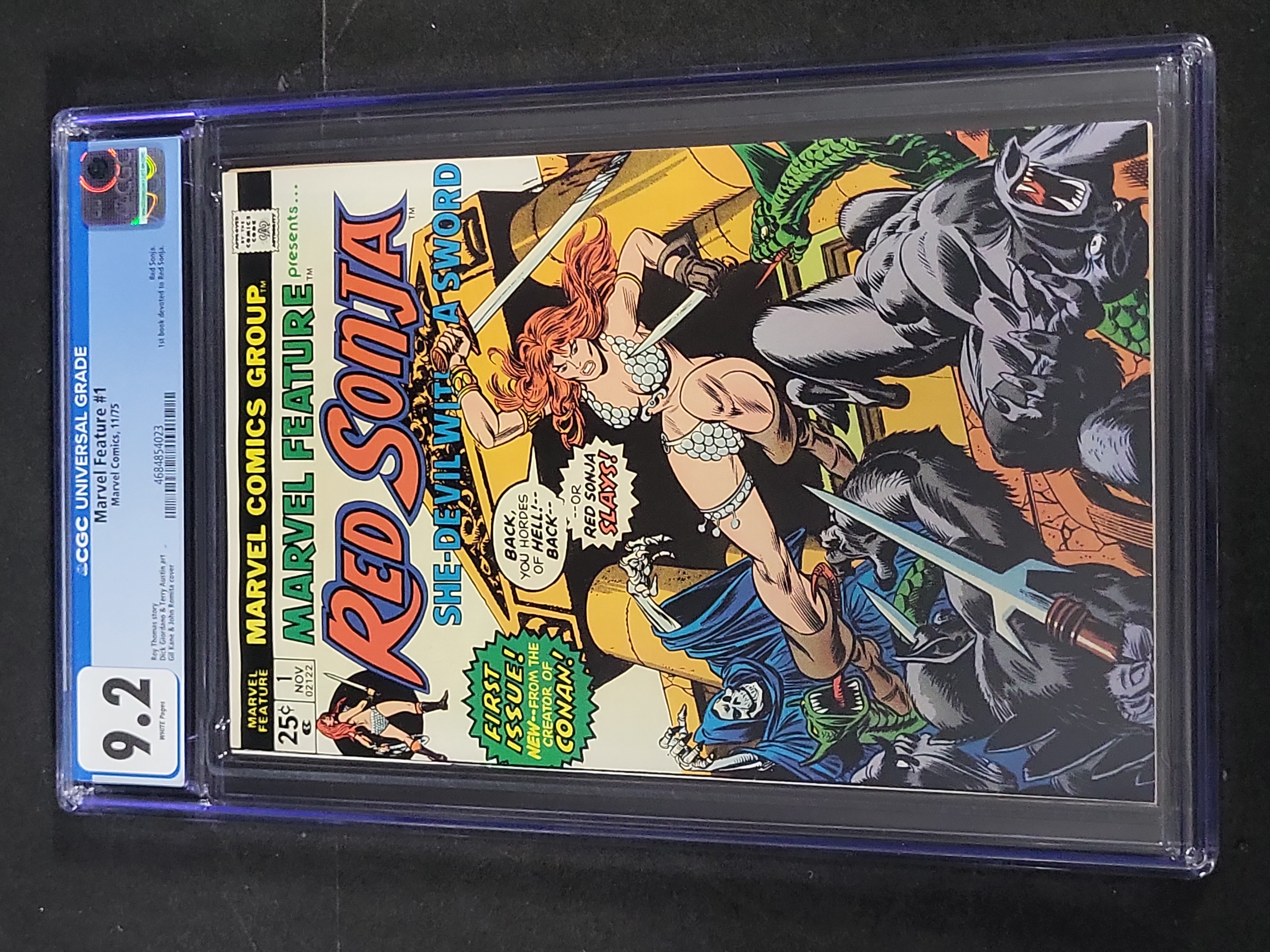 I03473 | Marvel Feature #1 CGC 9.2 White Pages Marvel Comics 1975 First Red Sonja Solo Title