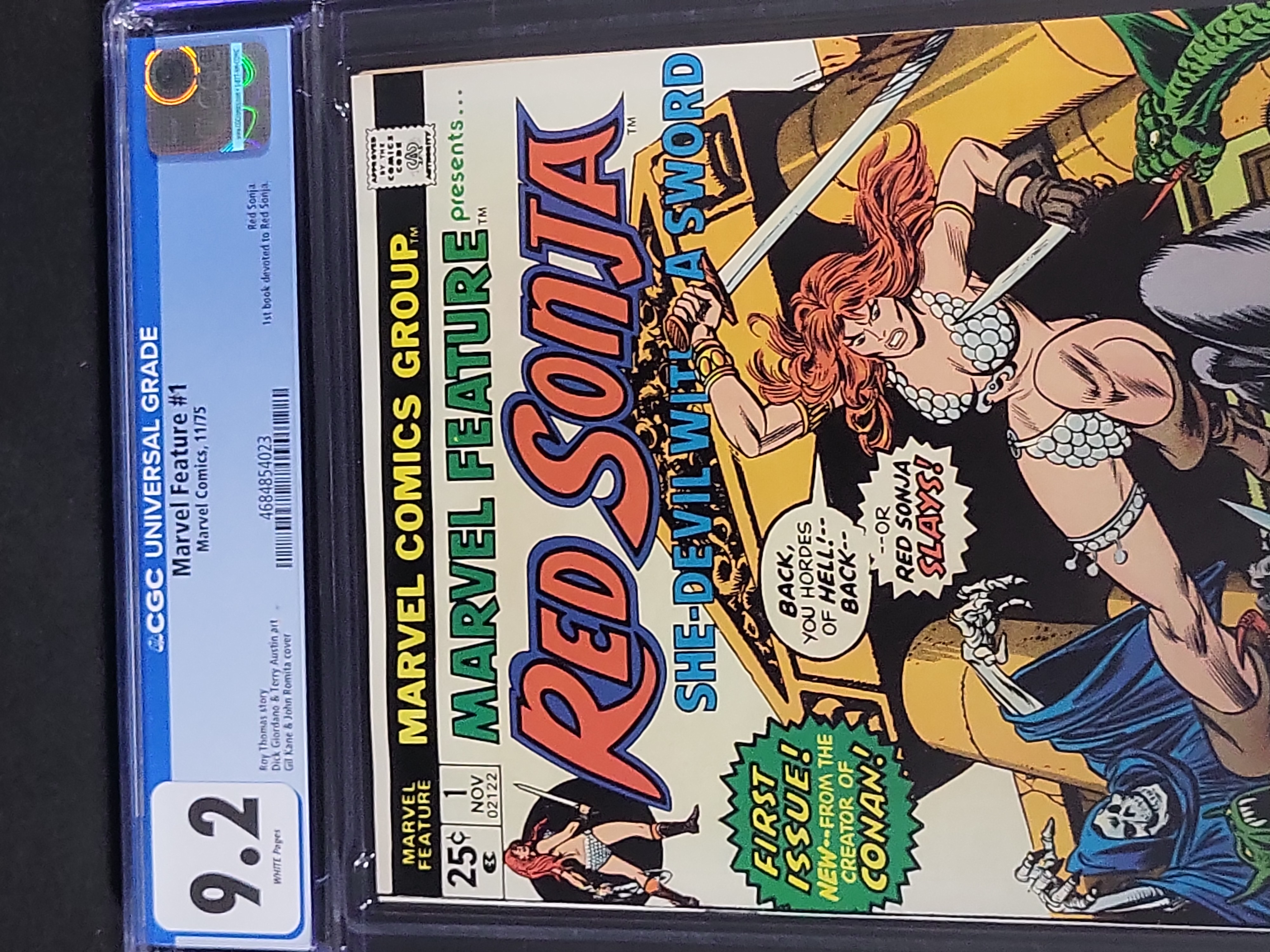 I03473 | Marvel Feature #1 CGC 9.2 White Pages Marvel Comics 1975 First Red Sonja Solo Title