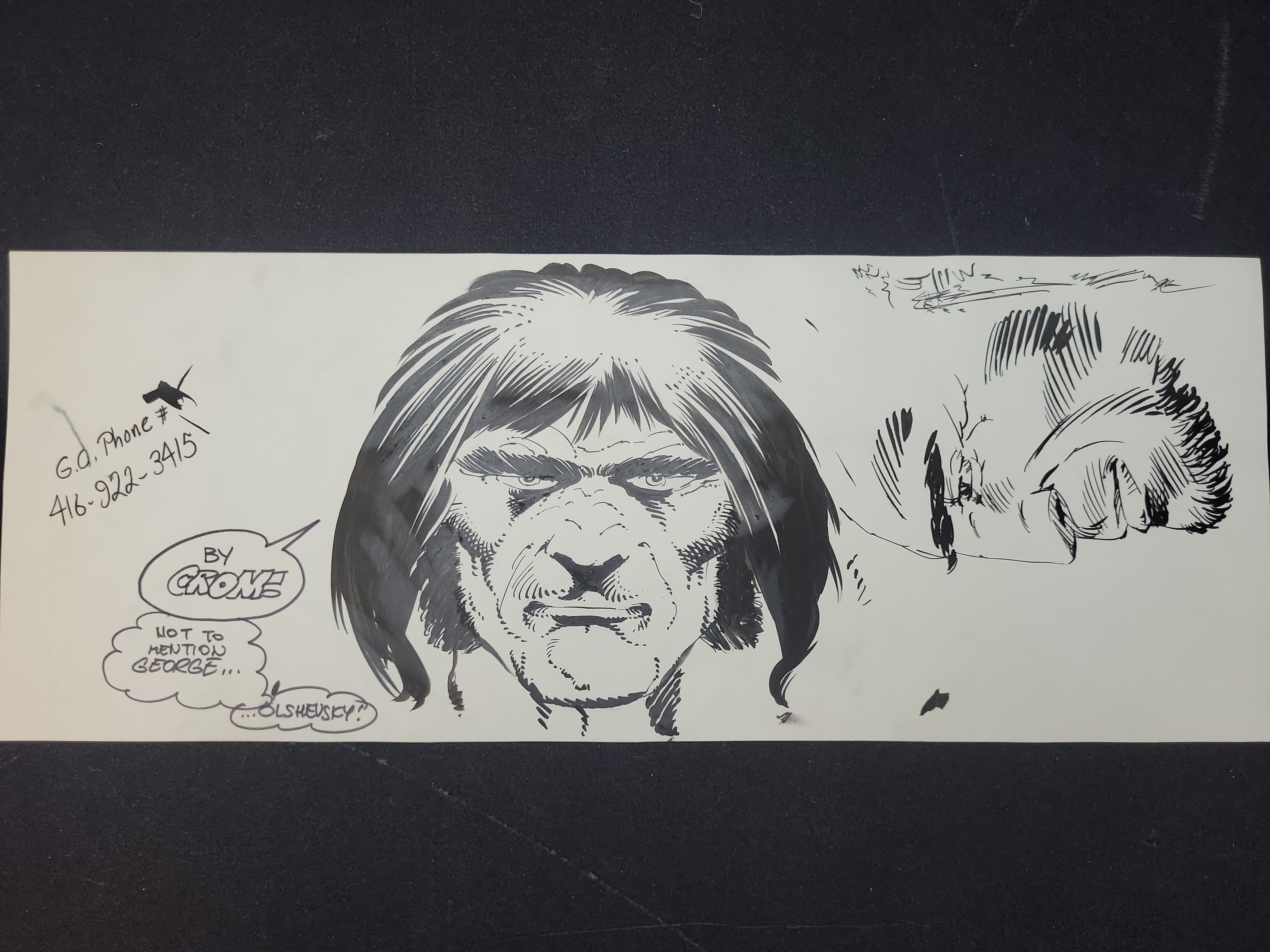 I03924 | Original Comic Art Pen and Ink Illustration of a Barbarian, Inscribed George Olshevsky
