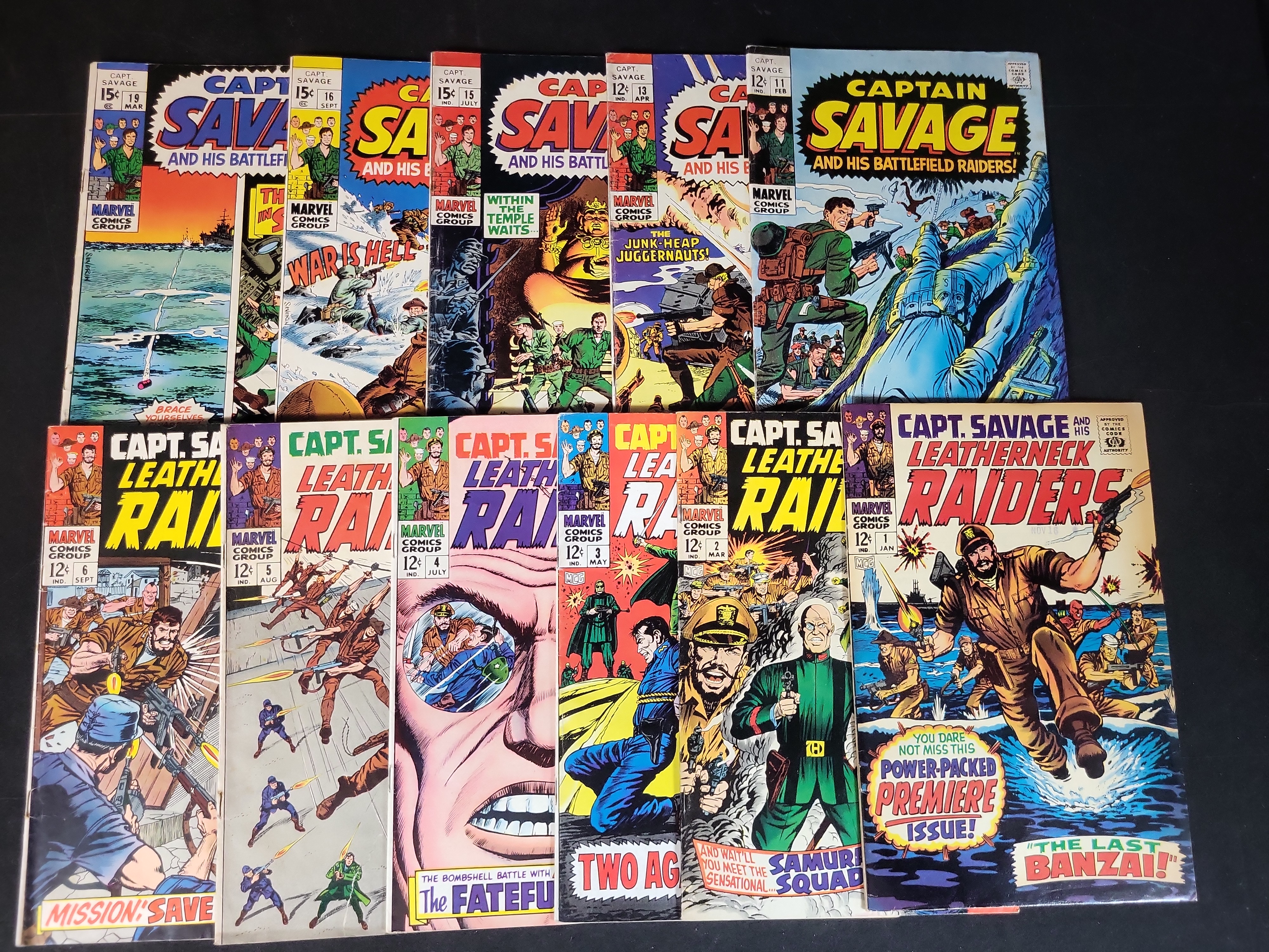 I03622 | A Collection of 11 Captain Savage Marvel Silver Age Comic Books