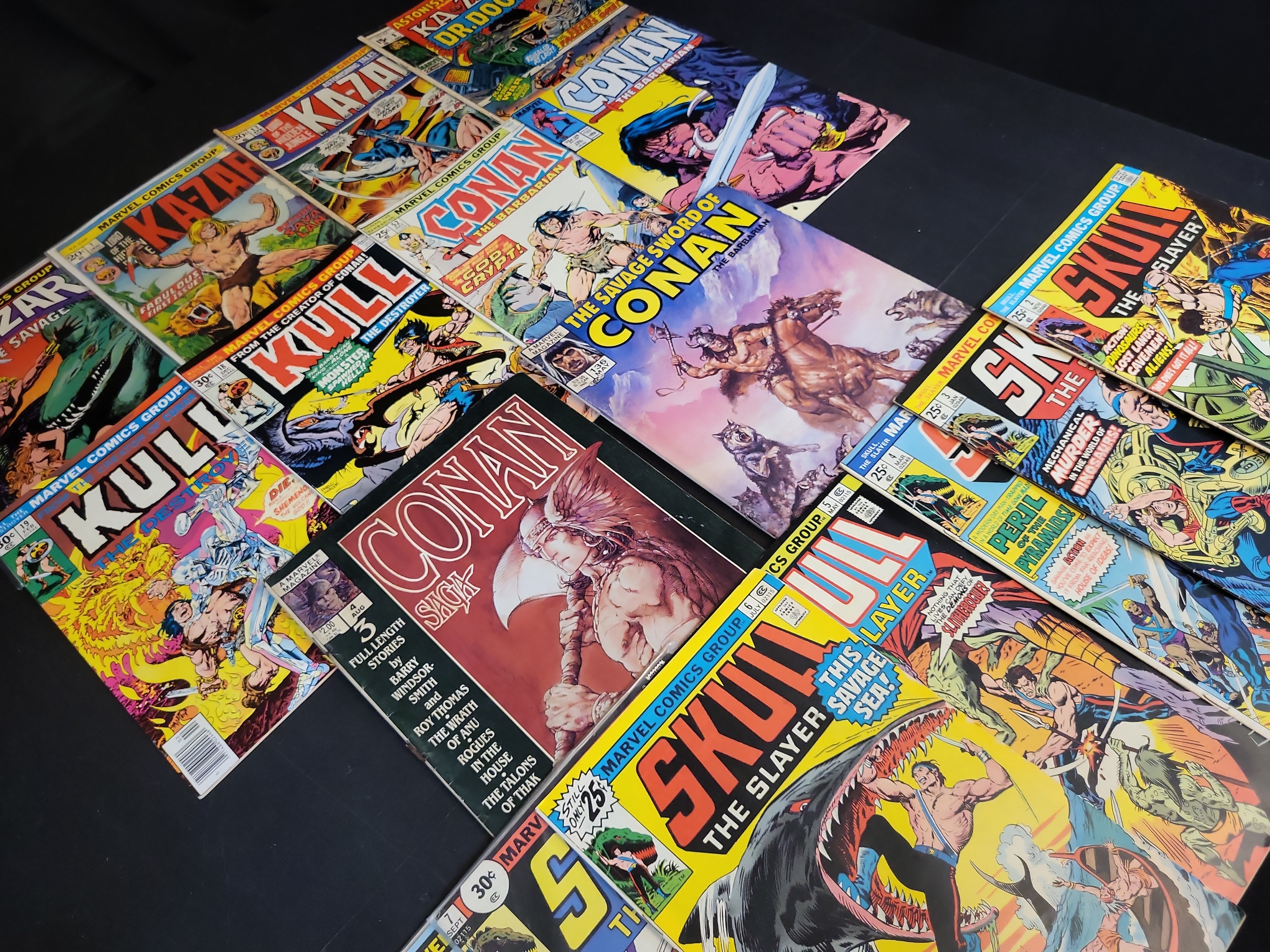 I03499 | Collection of 17 Marvel Bronze Age Comic Books and Magazines Including Conan, Kull, Ka-Zar, and Skull the Slayer