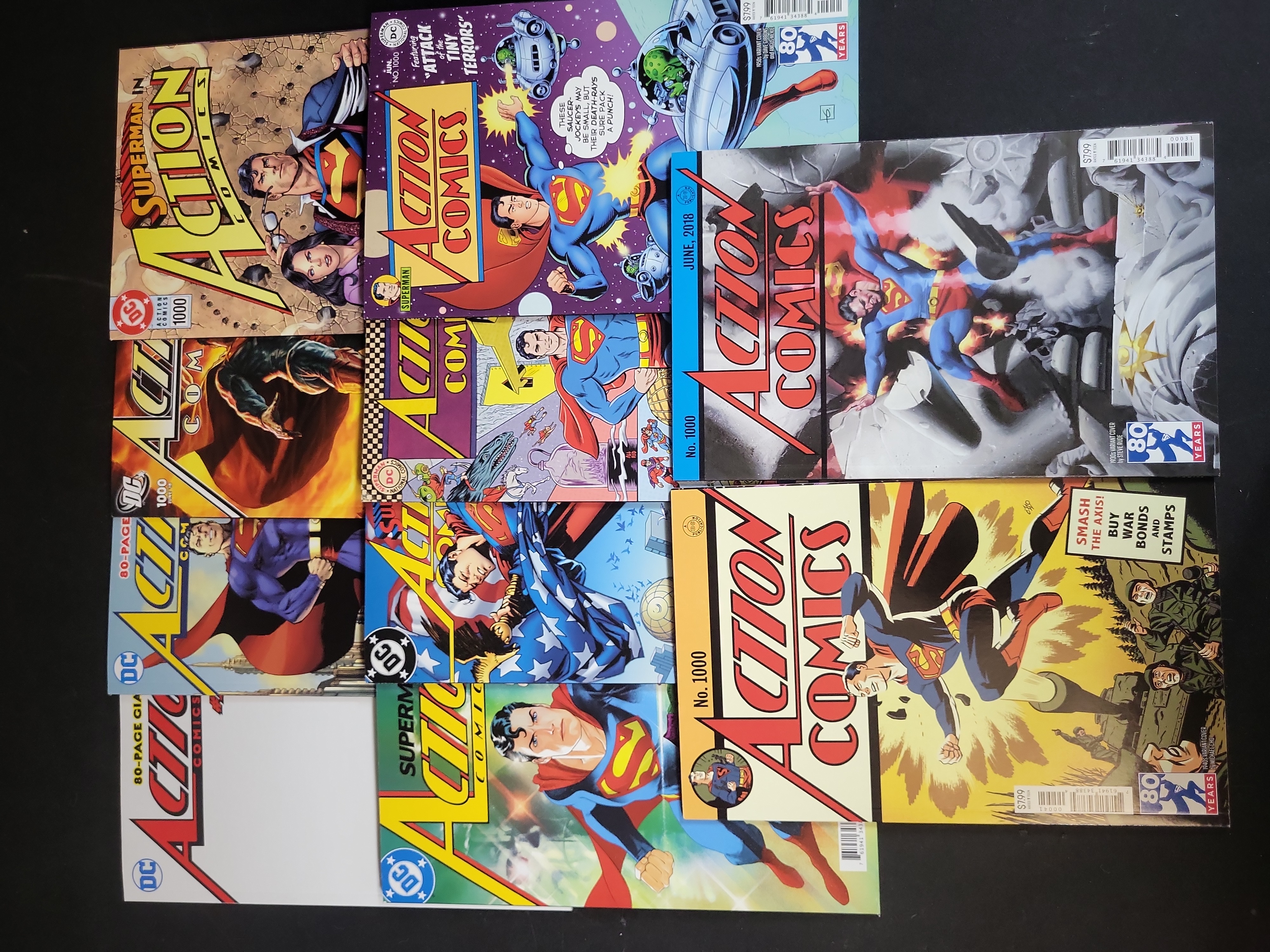 I03795 | Ten DC Action Comics No. 1000 Superman 80th Anniversary Decade Variant Cover Comics