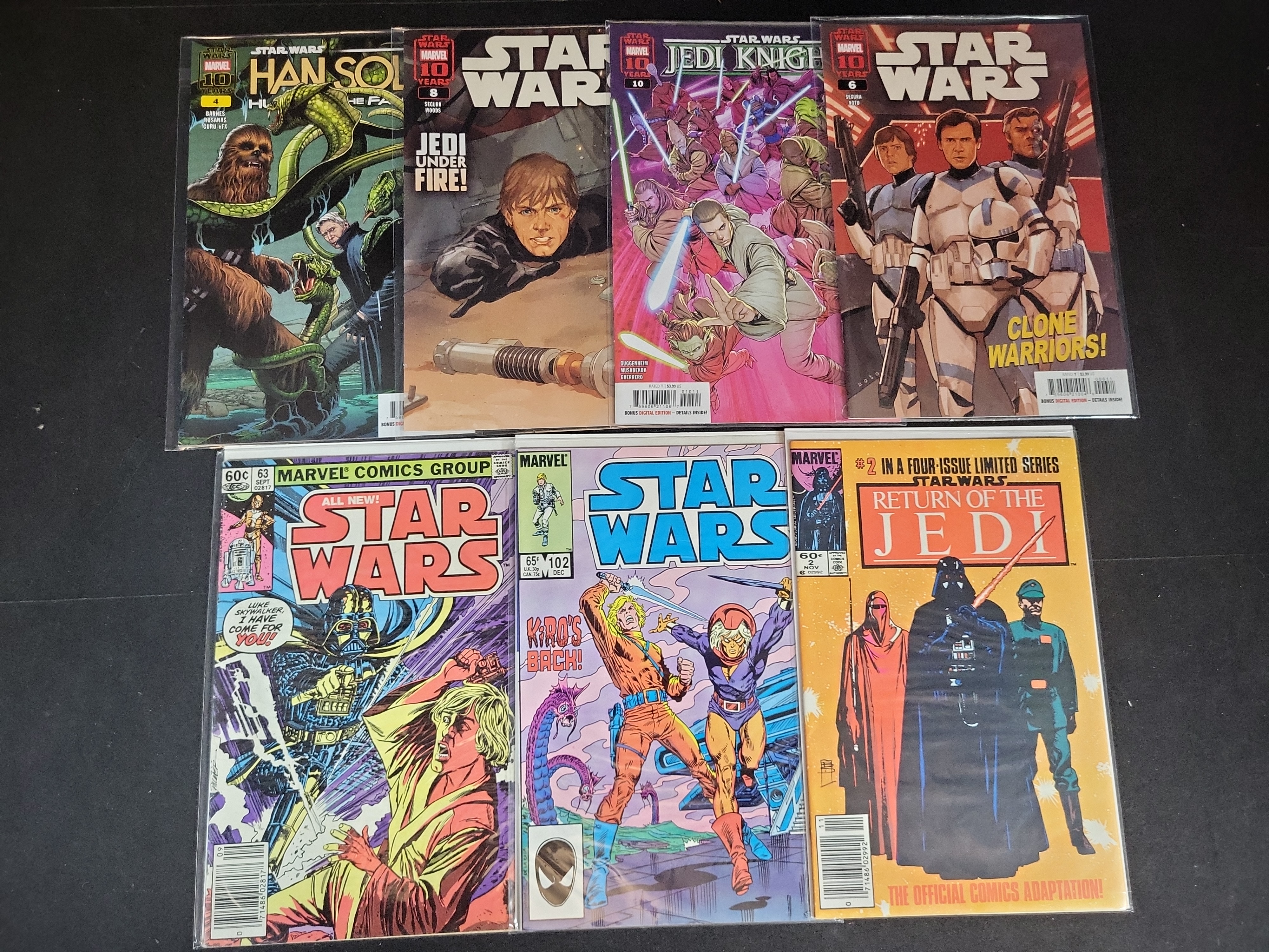 I03696 | A Collection of Seven Marvel Star Wars Comic Books Including Vintage Issues and Phil Noto Variants