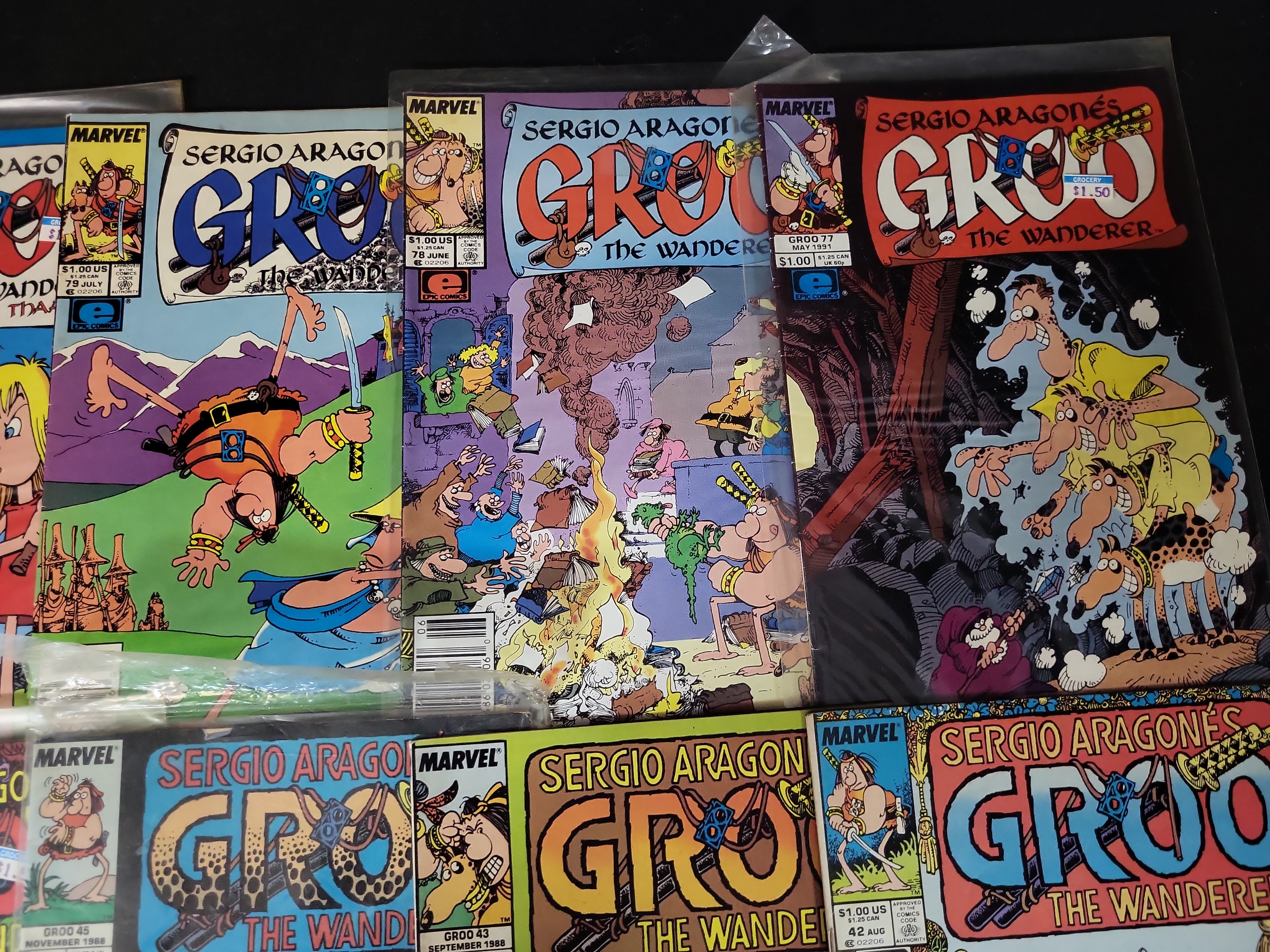 I03706 | A Collection of 15 Sergio Aragones Groo the Wanderer Comic Books Published by Marvel Epic Comics