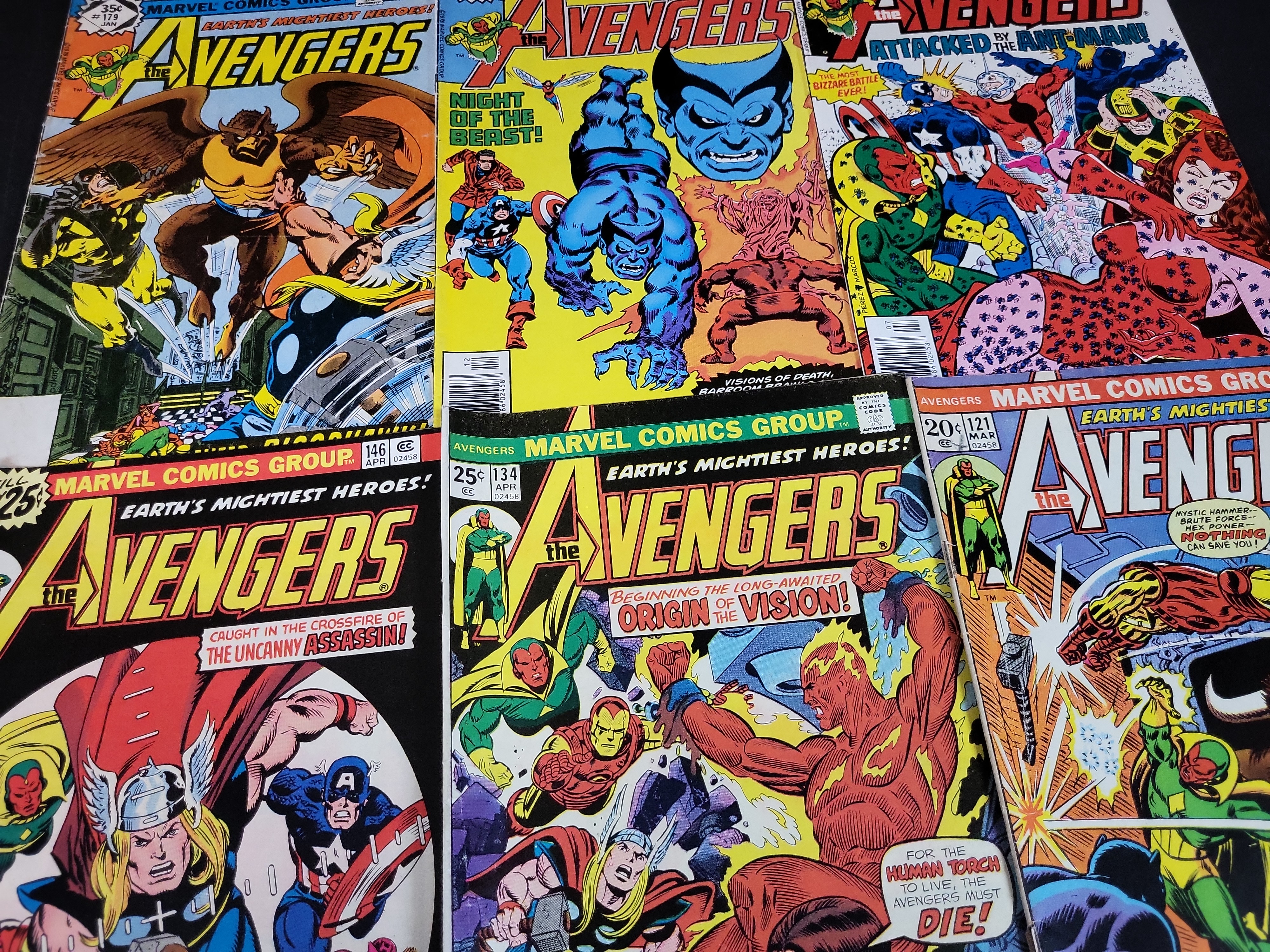 I03717 | A Collection of Six Marvel Comics Group The Avengers Comic Books Issues #121 to #179