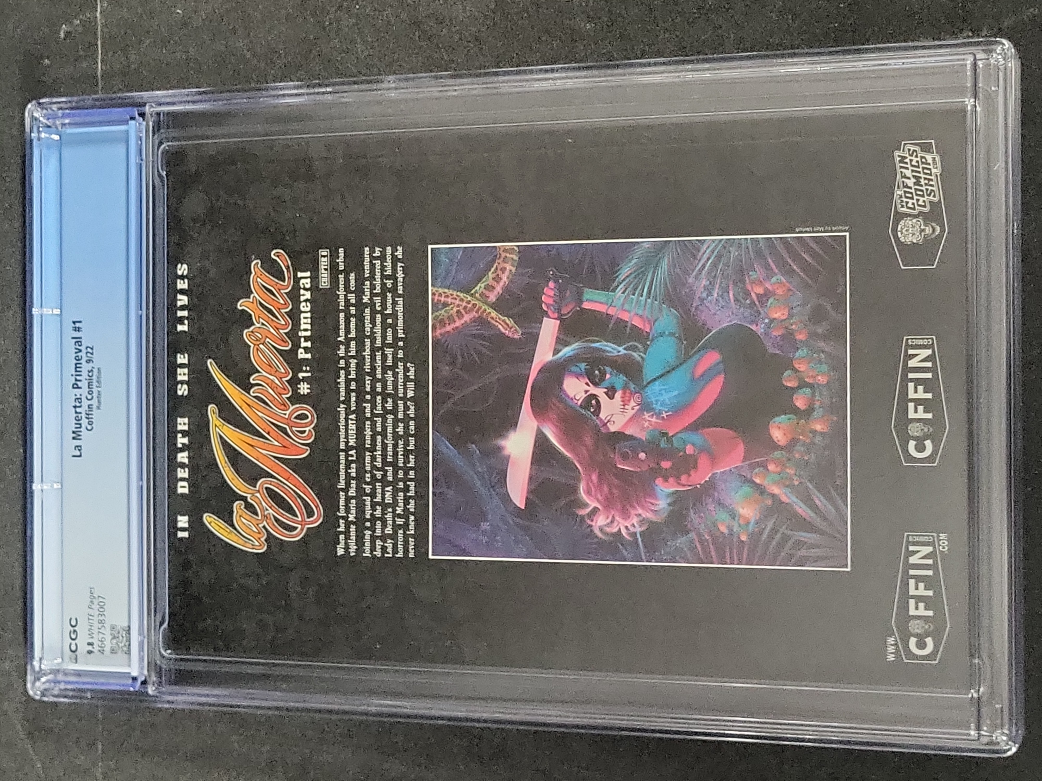 I03491 | Coffin Comics La Muerta Primeval #1 Hunter Edition CGC 9.8 White Pages Siya Oum Cover