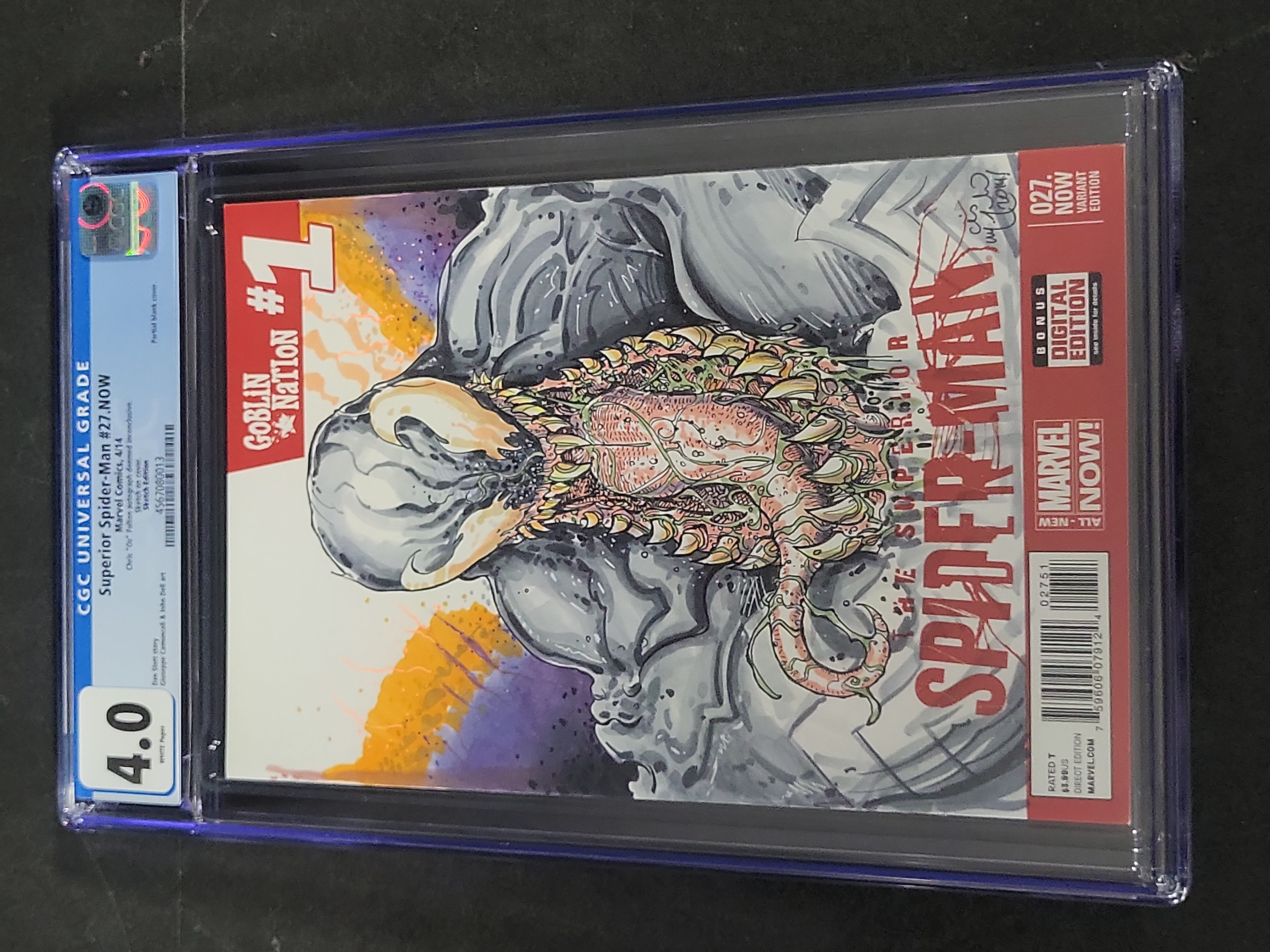 I03490 | Superior Spider-Man #27.NOW Sketch Edition Marvel Comics CGC 4.0 with Custom Art by Chris Oly Fulton