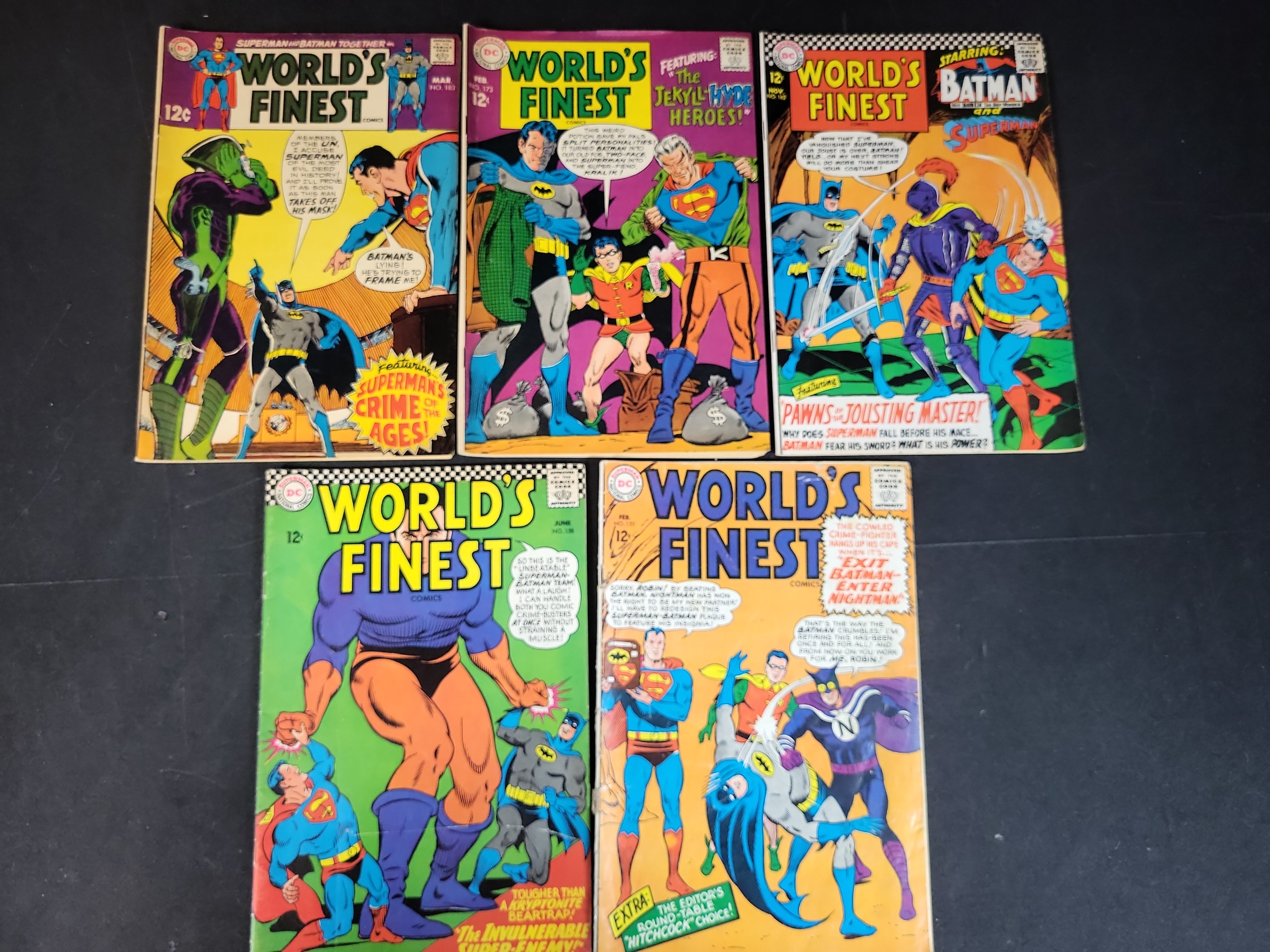 I03918 | Five World's Finest Comics Superman and Batman Silver Age Issues DC Comics 1966 to 1969