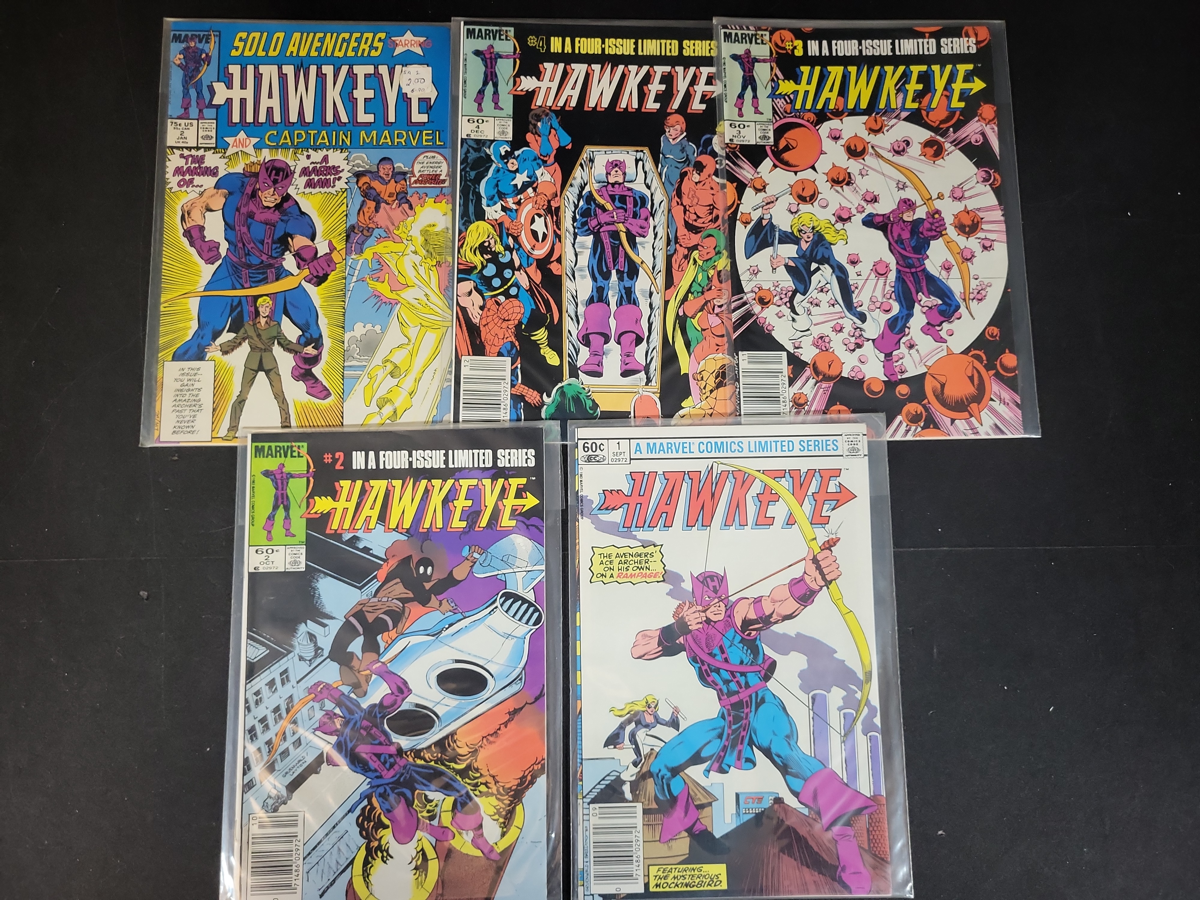 I03707 | A Collection of Five Vintage Marvel Hawkeye Comic Books Including 1983 Limited Series Set