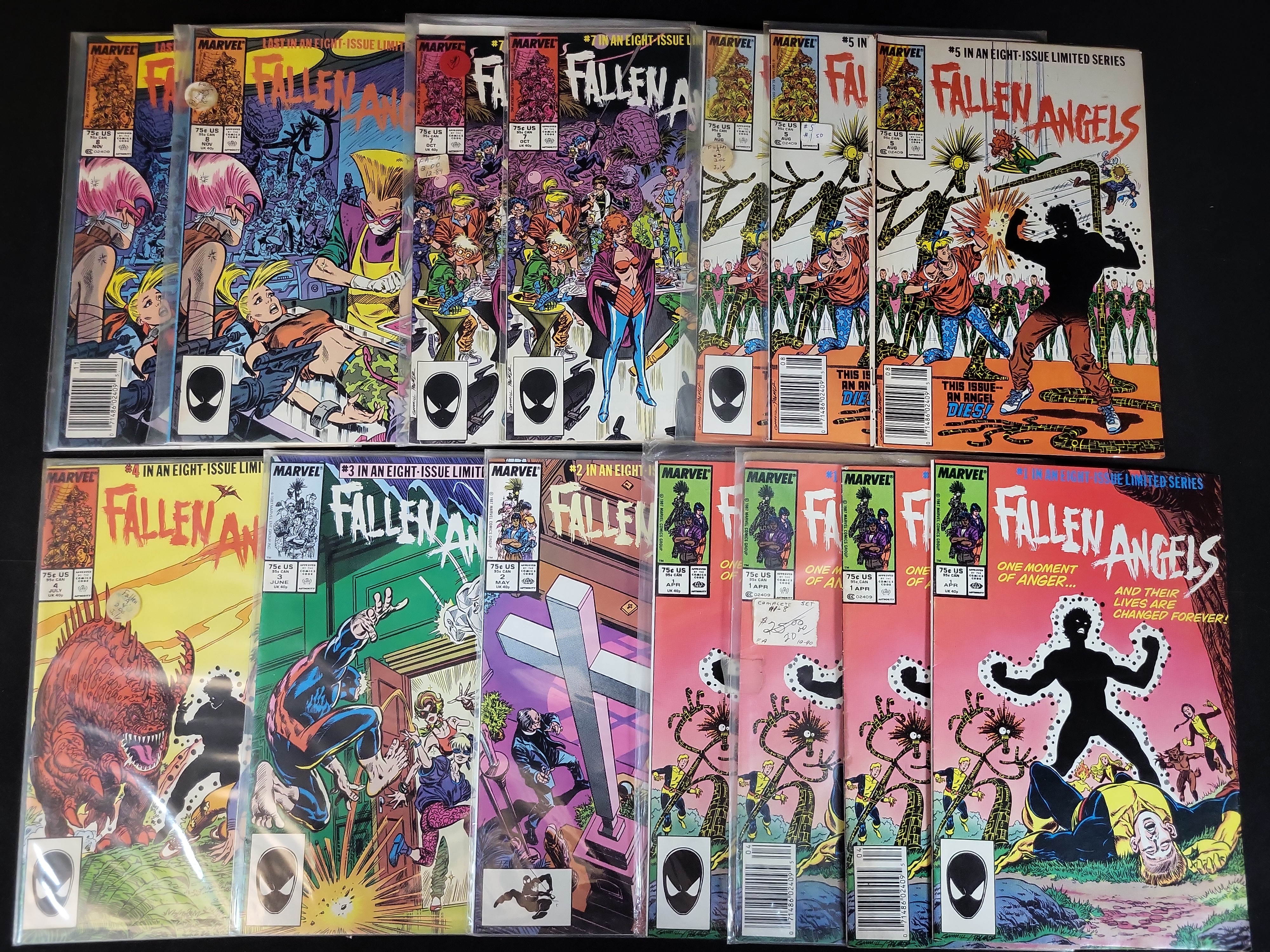 I03674 | Collection of 14 Marvel Comics Fallen Angels 1987 Limited Series Issues