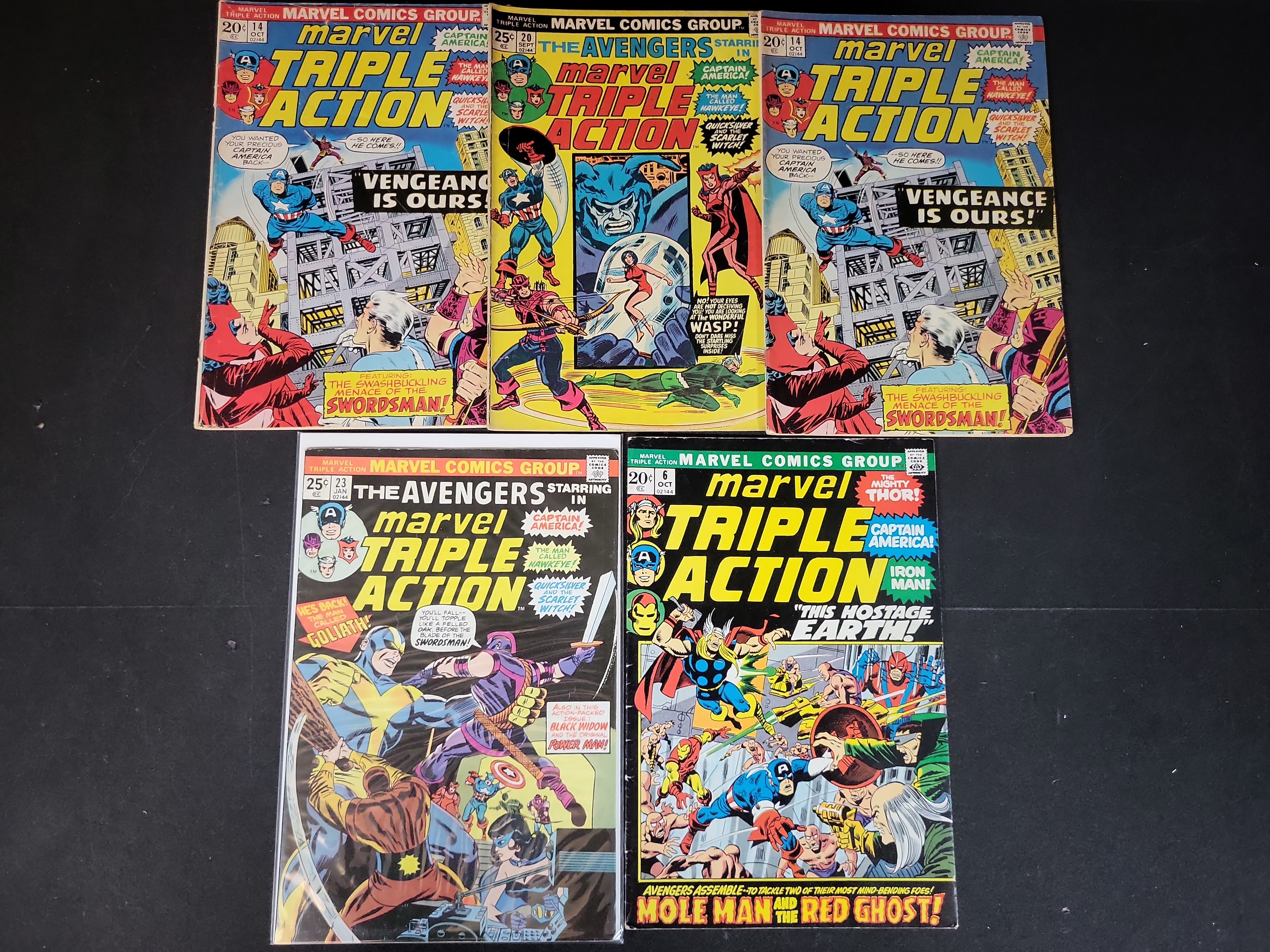 I03700 | A Collection of Five Marvel Triple Action Avengers Comic Books