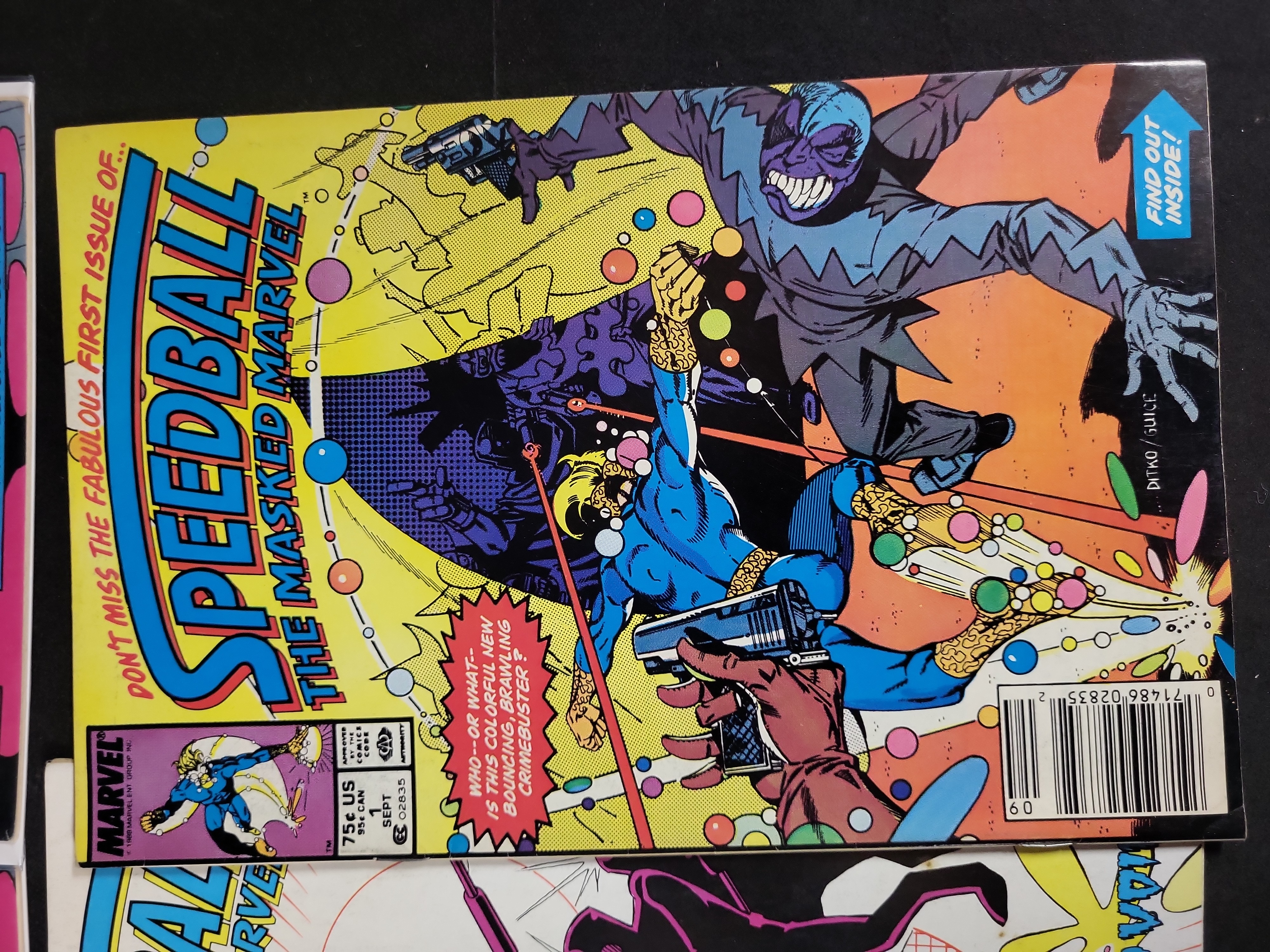 I03701 | A Collection of Six Marvel Comics Speedball The Masked Marvel Issue Numbers 1 through 9
