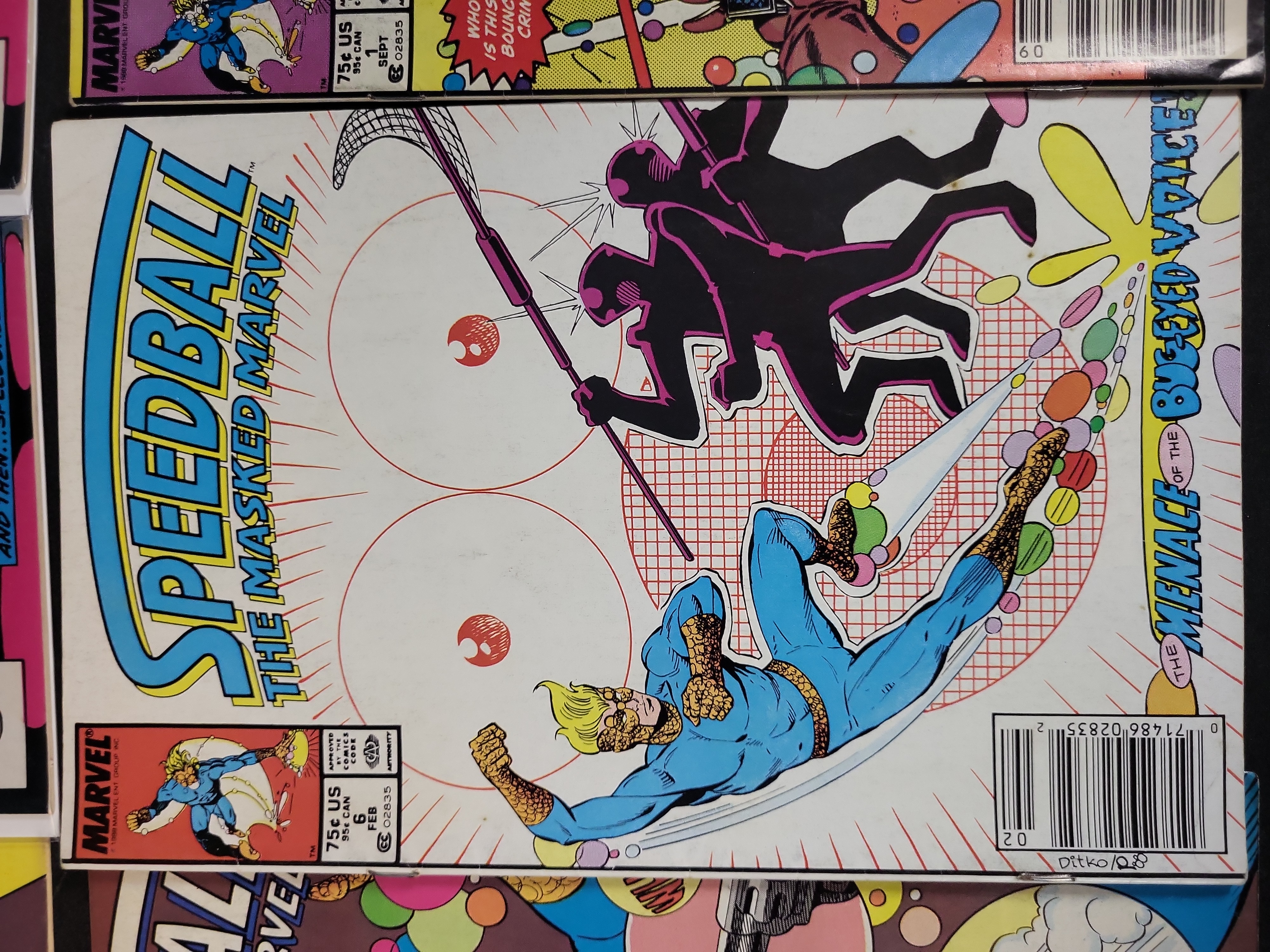 I03701 | A Collection of Six Marvel Comics Speedball The Masked Marvel Issue Numbers 1 through 9