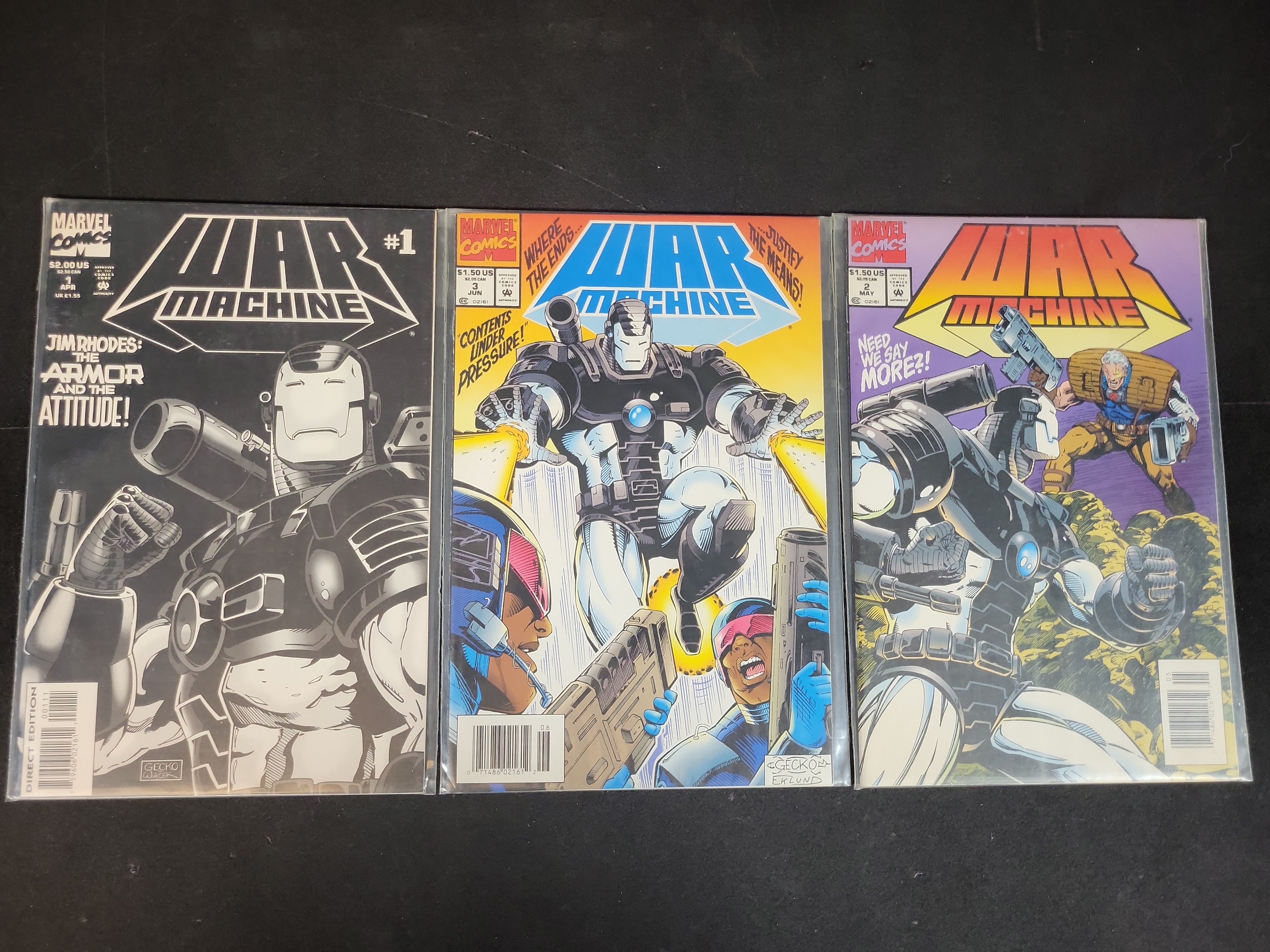 I03683 | Three Marvel Comics War Machine Issues Nos. 1, 2, and 3 (1994)