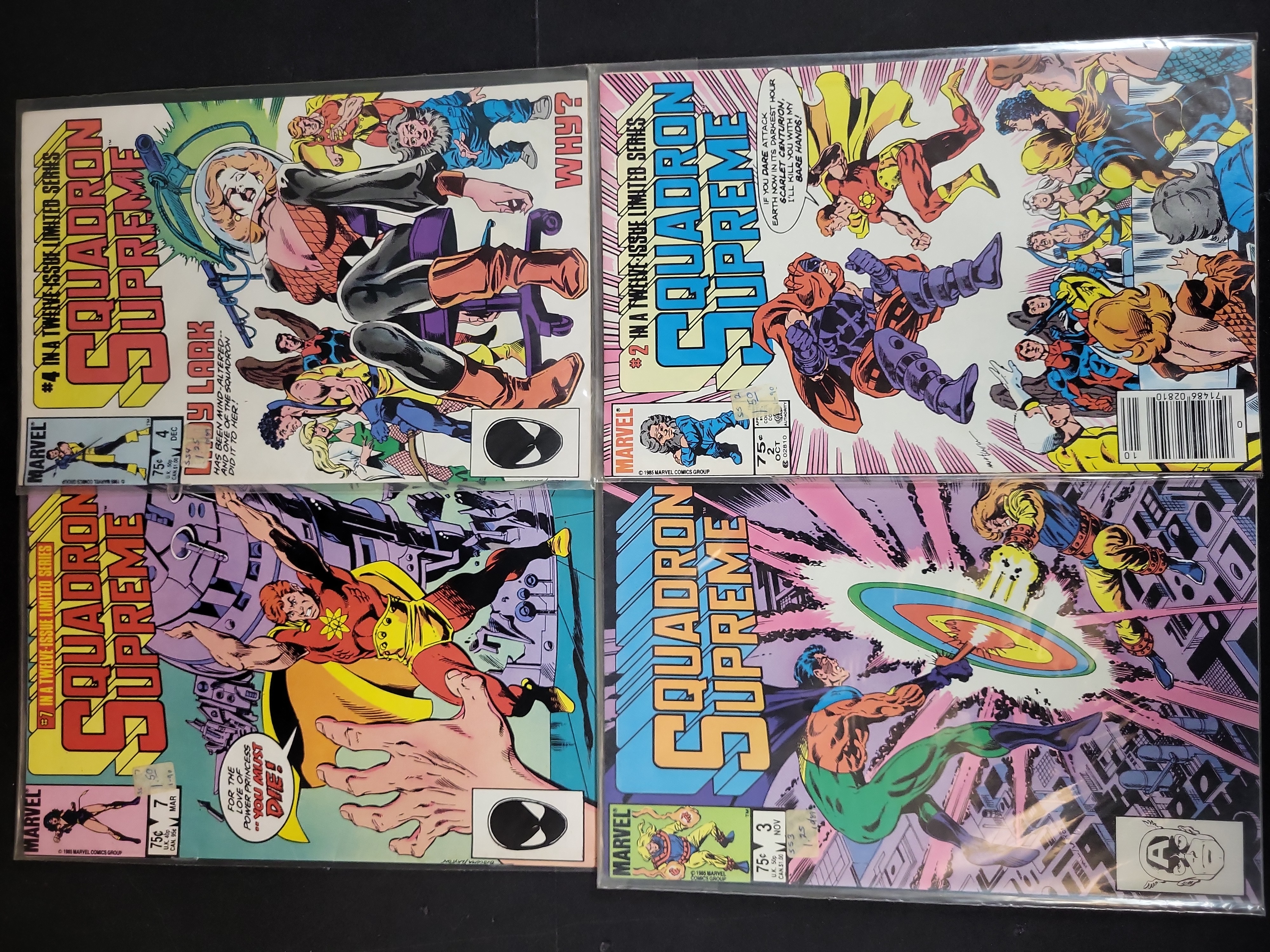I03688 | A Group of Four Marvel Comics Squadron Supreme Issues 2 3 4 and 7 Limited Series 1985-1986