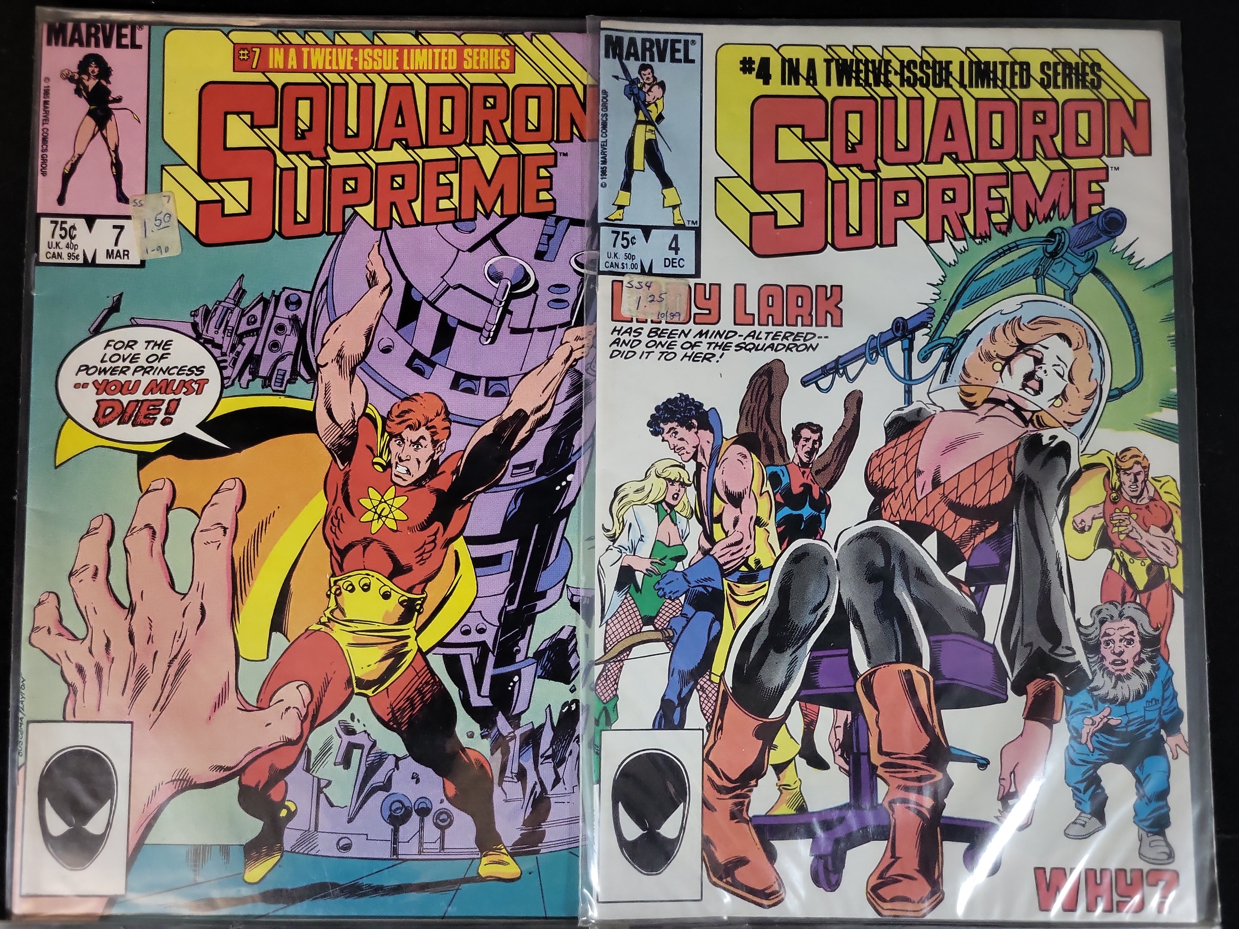 I03688 | A Group of Four Marvel Comics Squadron Supreme Issues 2 3 4 and 7 Limited Series 1985-1986